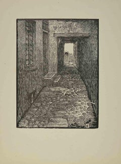 La vieille route d'Anvers - gravure sur bois de Jan Claessens - 1914