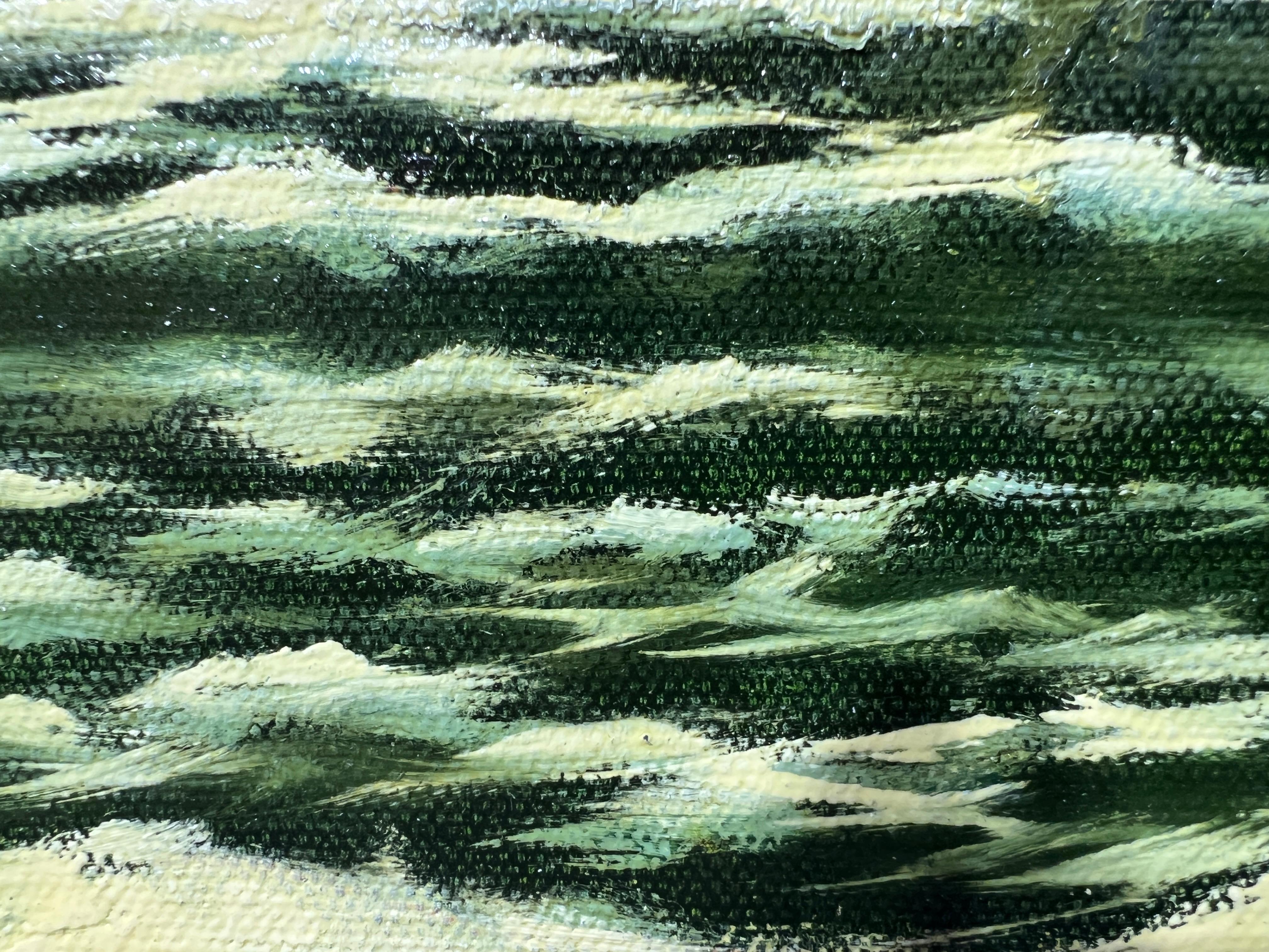 Jan Corbert Pittura ad olio originale su tela, paesaggio marino, nave a vela, cornice dorata 10
