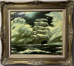 Jan Corbert Original Oil painting on canvas, seascape, Sailing Ship, Gold Frame