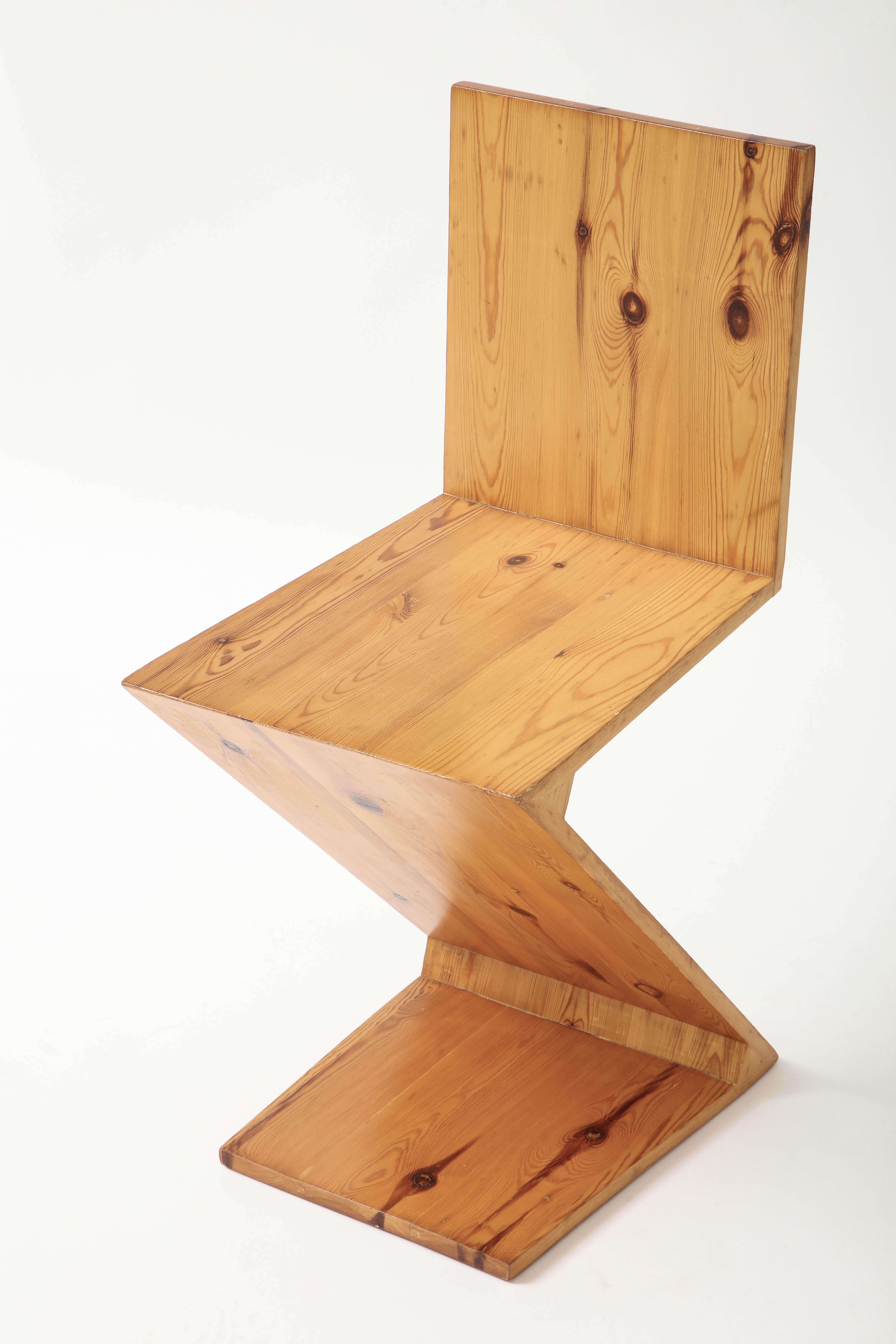 Pine Jan Cornelis Rietveld Zig Zag Chair, Netherlands For Sale