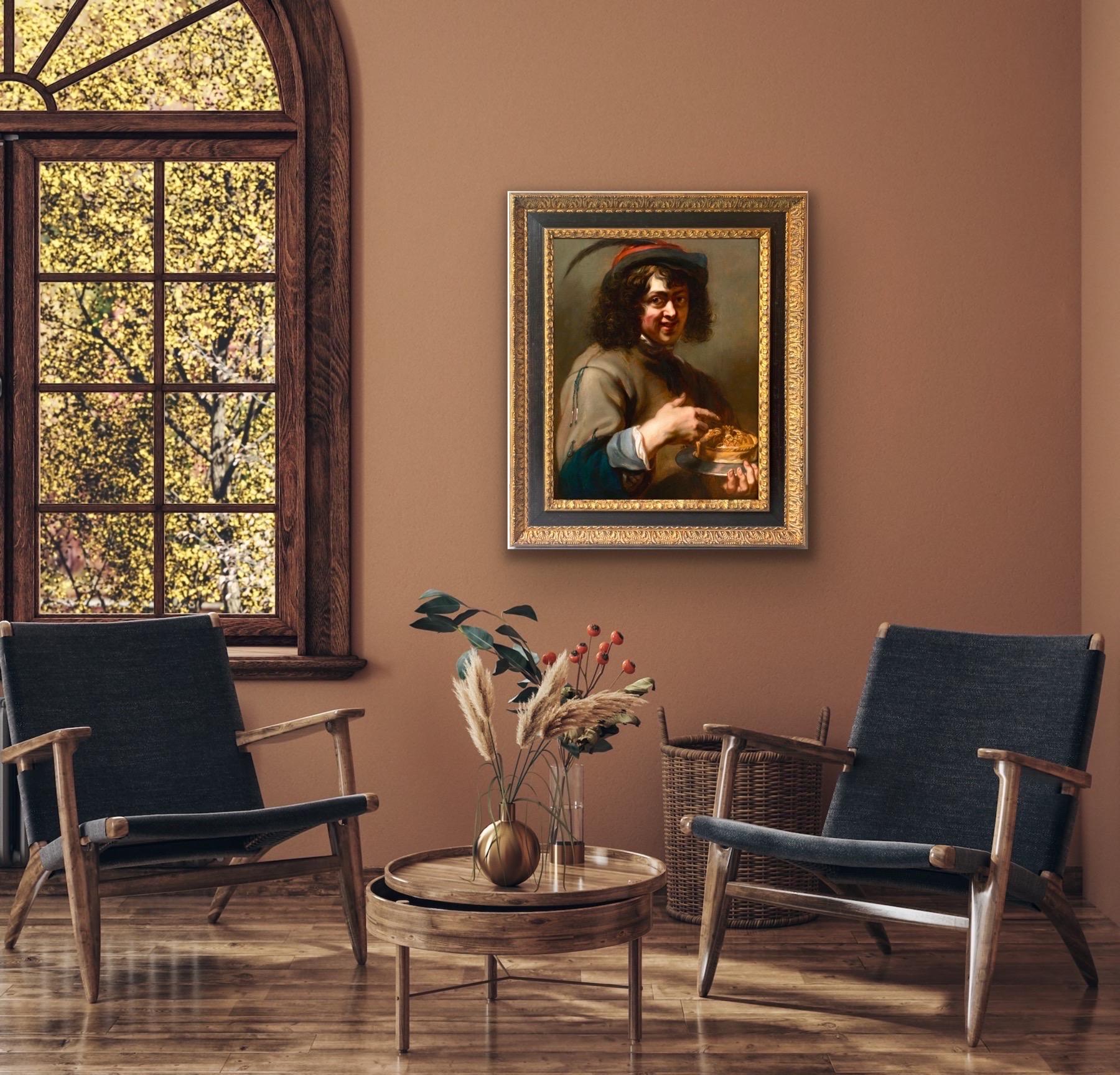 17e siècle Flemish Old Masterly - Un jeune garçon dégustant une tarte, allégorie du goût 5