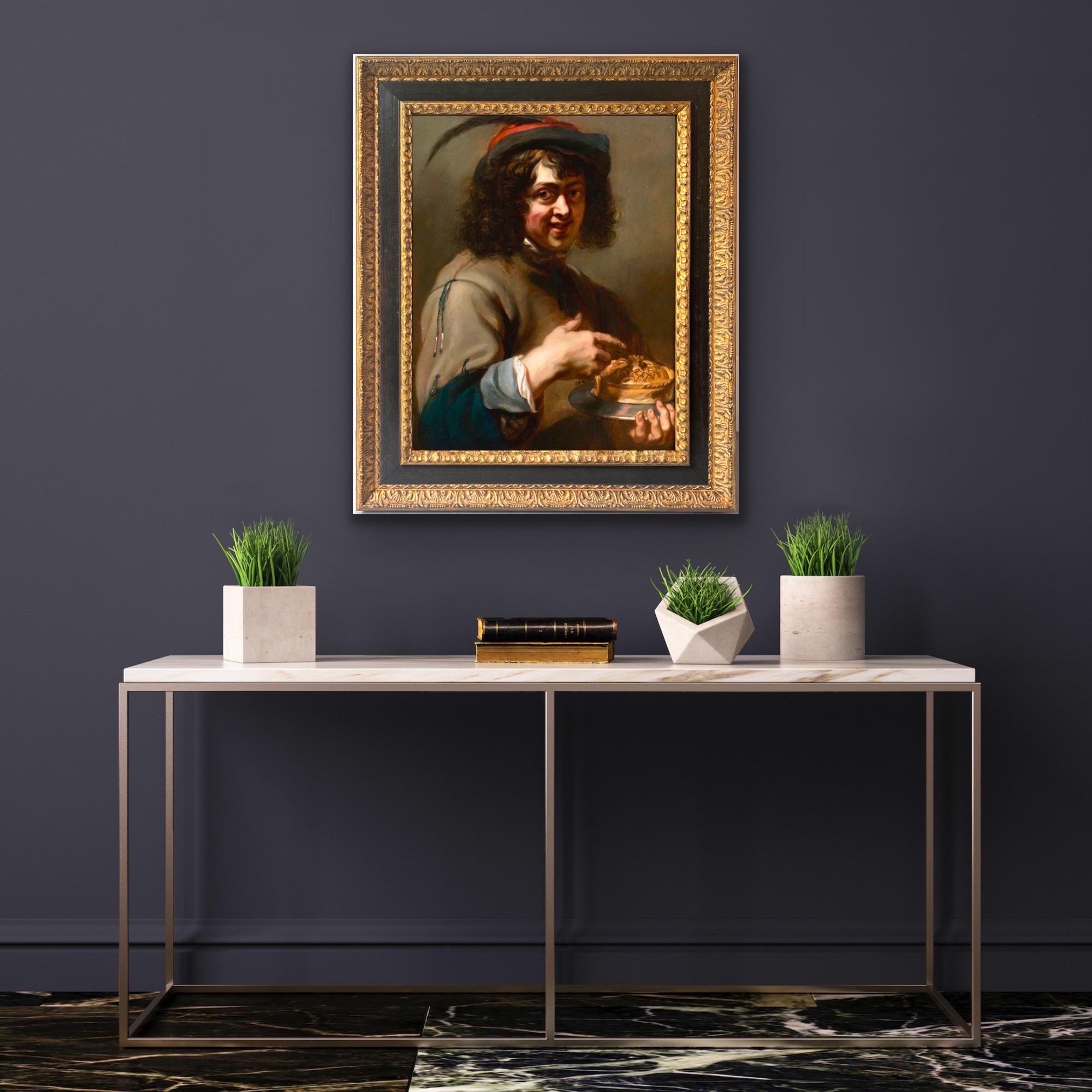 17e siècle Flemish Old Masterly - Un jeune garçon dégustant une tarte, allégorie du goût - Painting de  Jan Cossiers