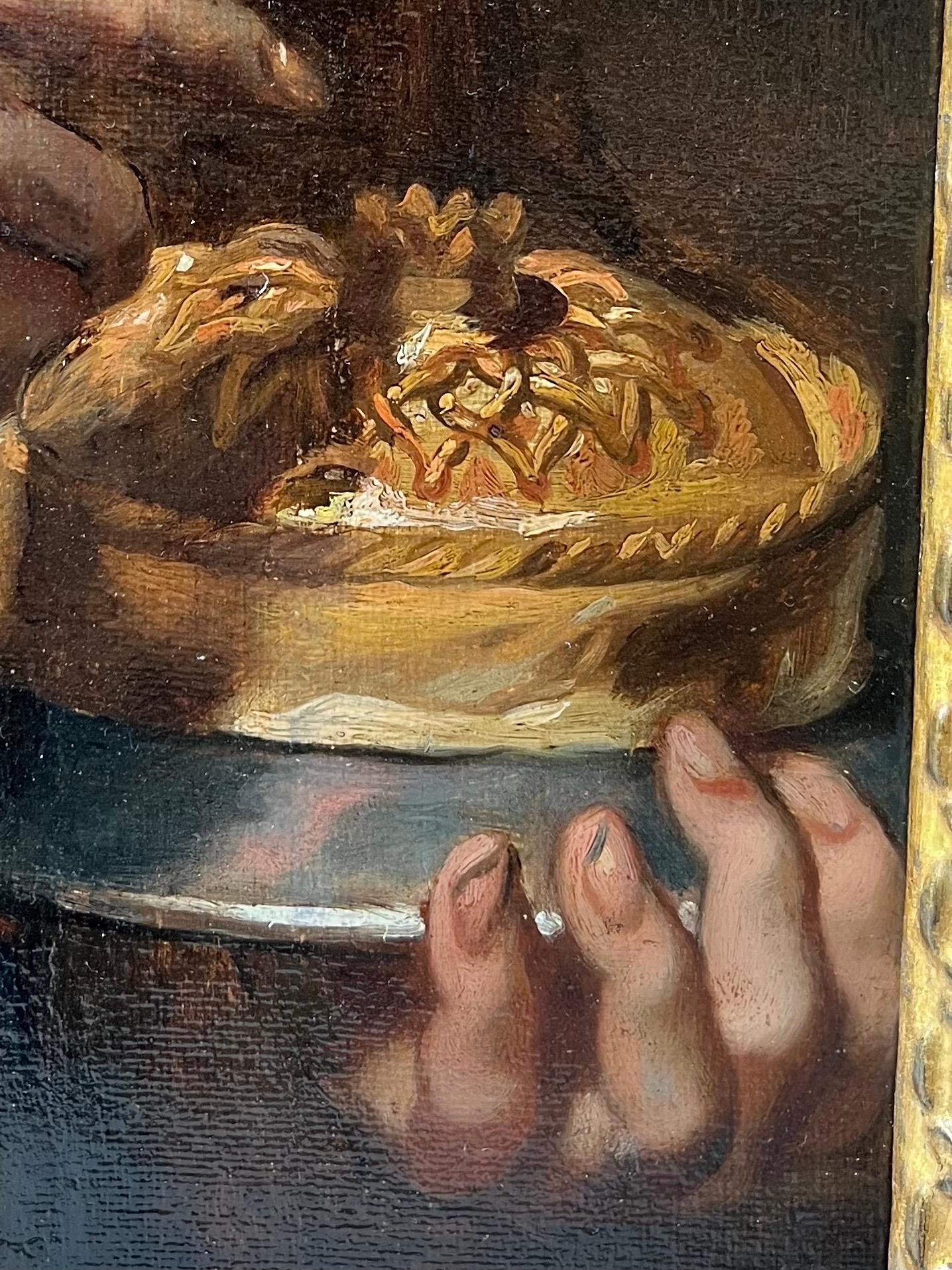 17e siècle Flemish Old Masterly - Un jeune garçon dégustant une tarte, allégorie du goût - Maîtres anciens Painting par  Jan Cossiers