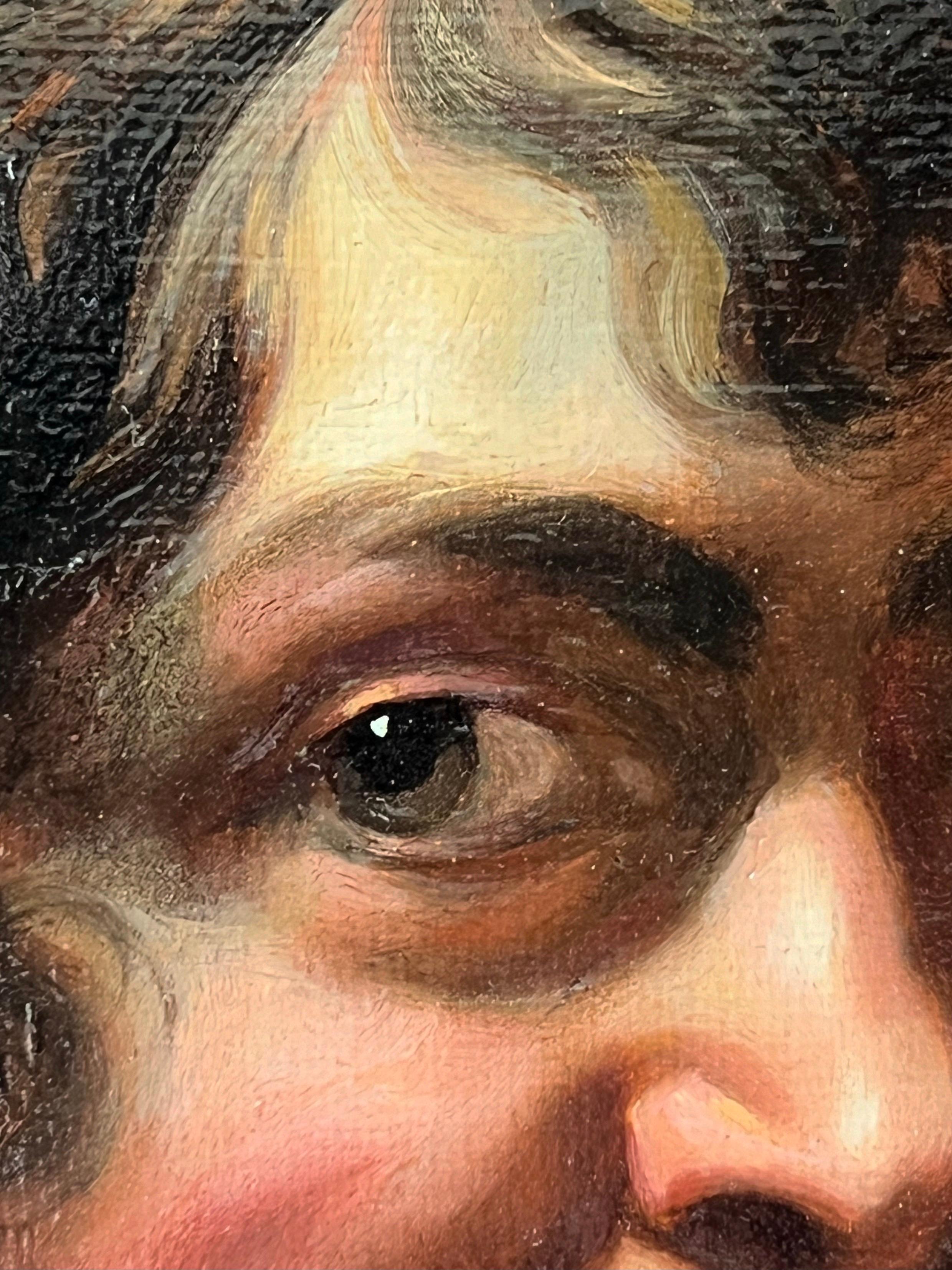 Peinture de maître flamande du 17e siècle, Allégorie du goût

Cette très belle peinture représente un jeune garçon dégustant avec effronterie une délicieuse tarte. Il regarde le spectateur avec des yeux pétillants de malice et des lèvres courbées en