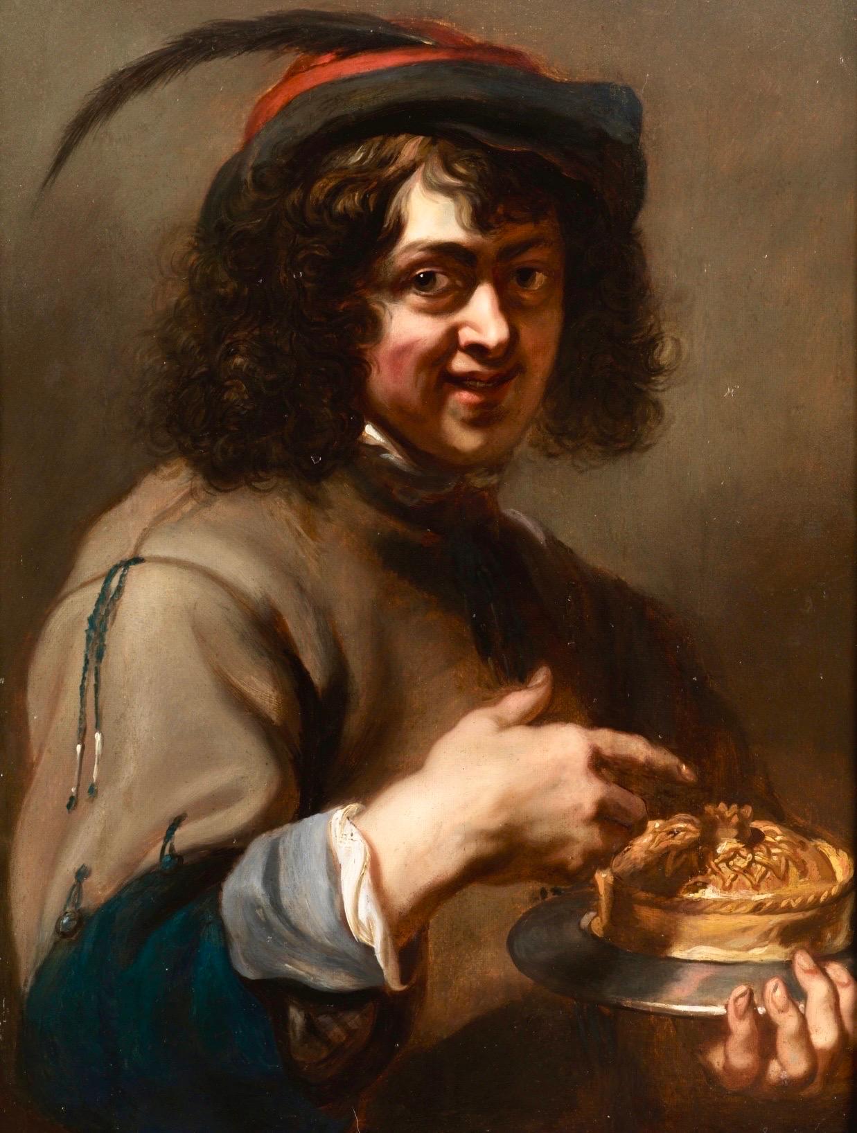 Portrait Painting  Jan Cossiers - 17e siècle Flemish Old Masterly - Un jeune garçon dégustant une tarte, allégorie du goût