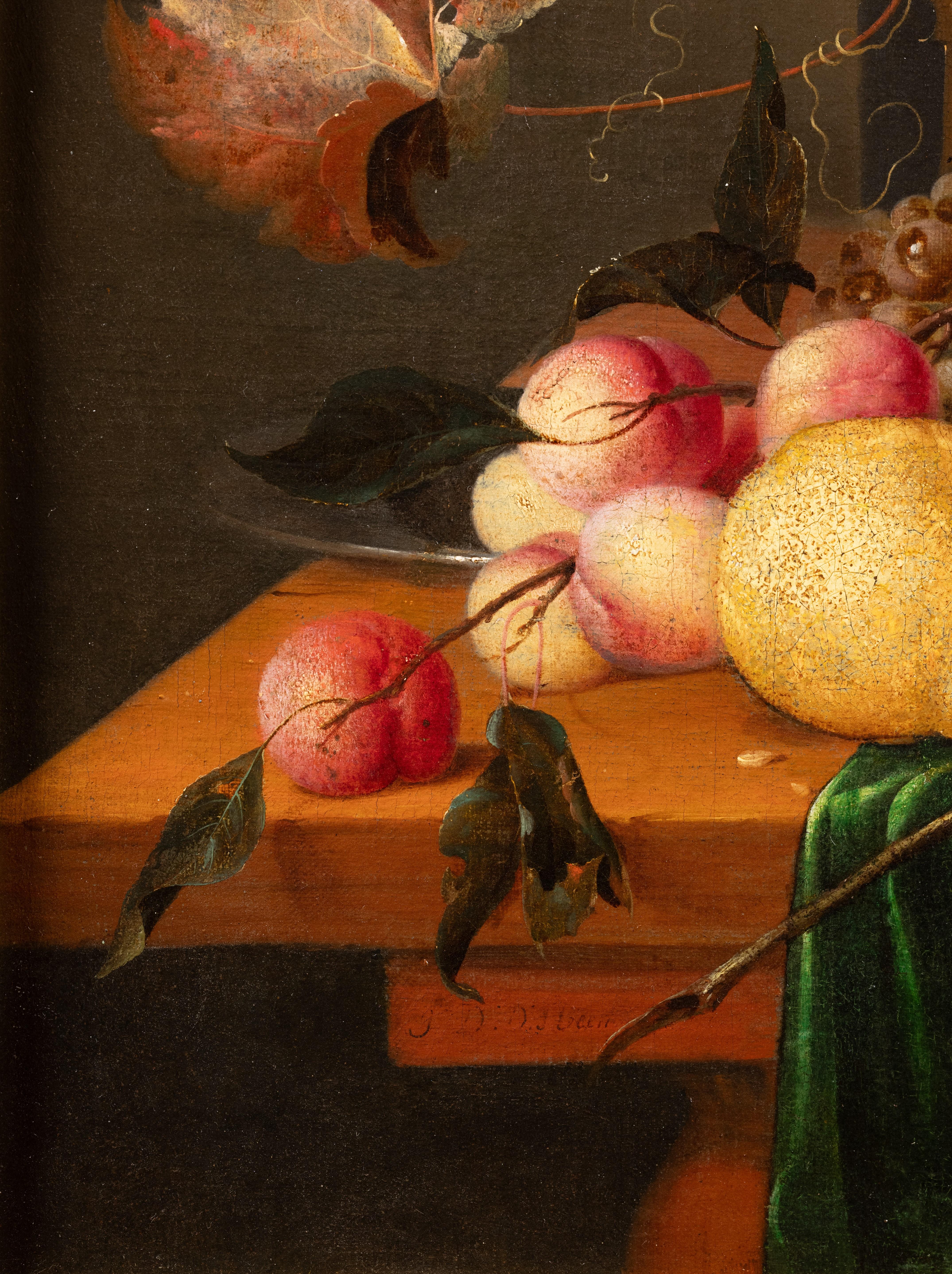 Nature morte luxueuse avec homard, jambon et fruits, 17e école d'Anvers, de Heem - Maîtres anciens Painting par Jan Davidsz De Heem