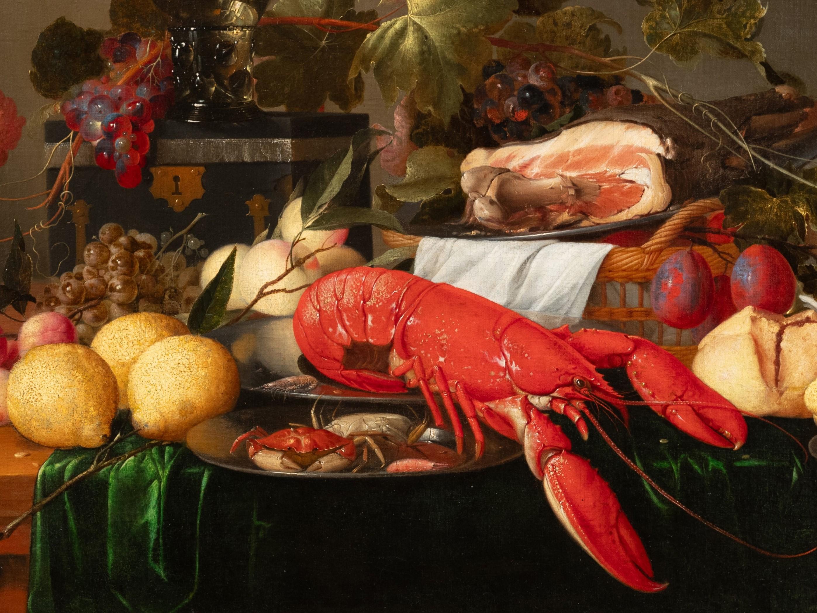 Nature morte luxueuse avec homard, jambon et fruits, 17e école d'Anvers, de Heem en vente 2