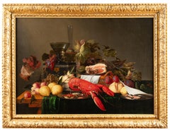 Un bodegón de lujo con langosta, jamón y frutas, escuela de Amberes XVII, de Heem