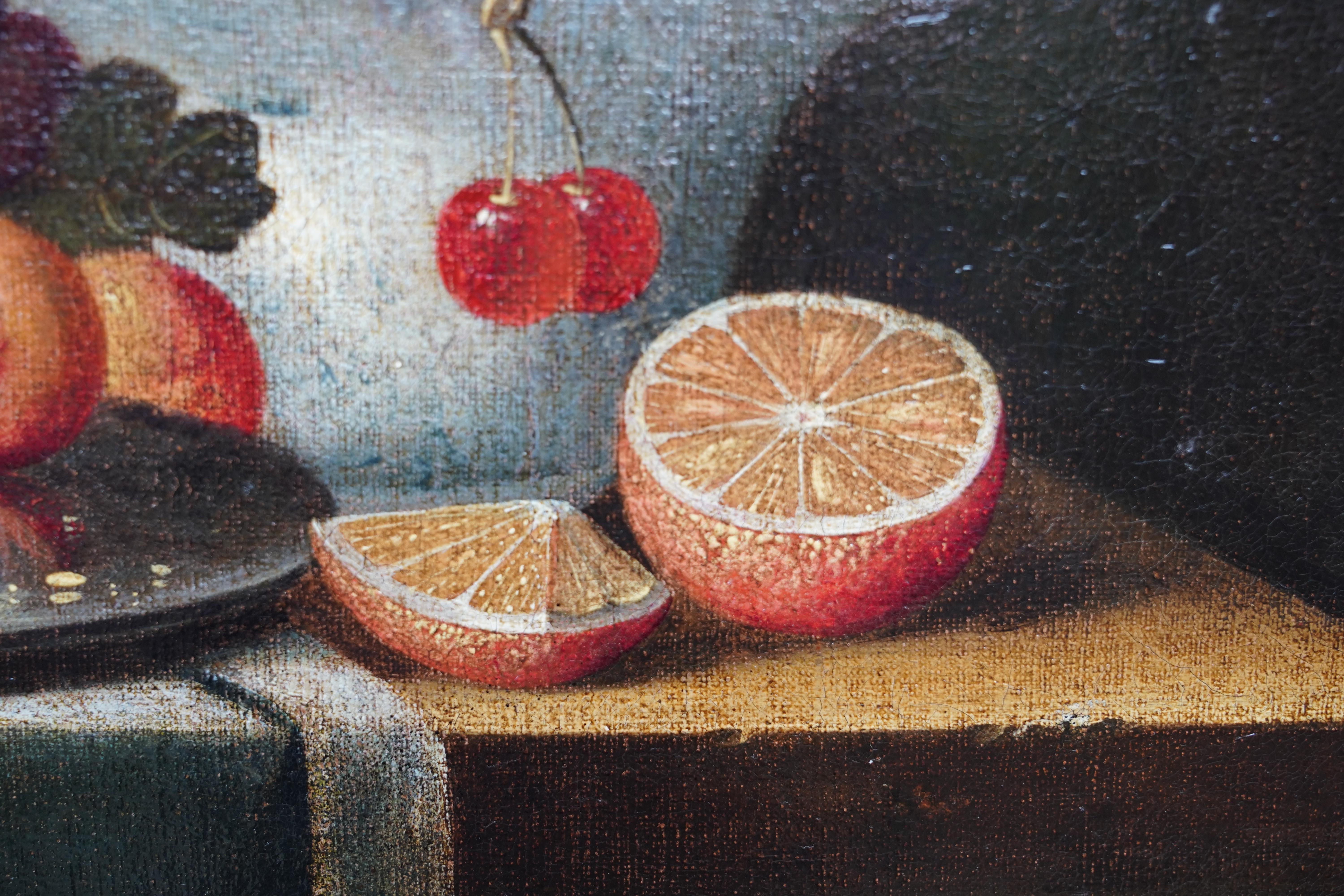 Still Life of Fruit - Dutch 17th century art Old Master still life oil painting For Sale 4