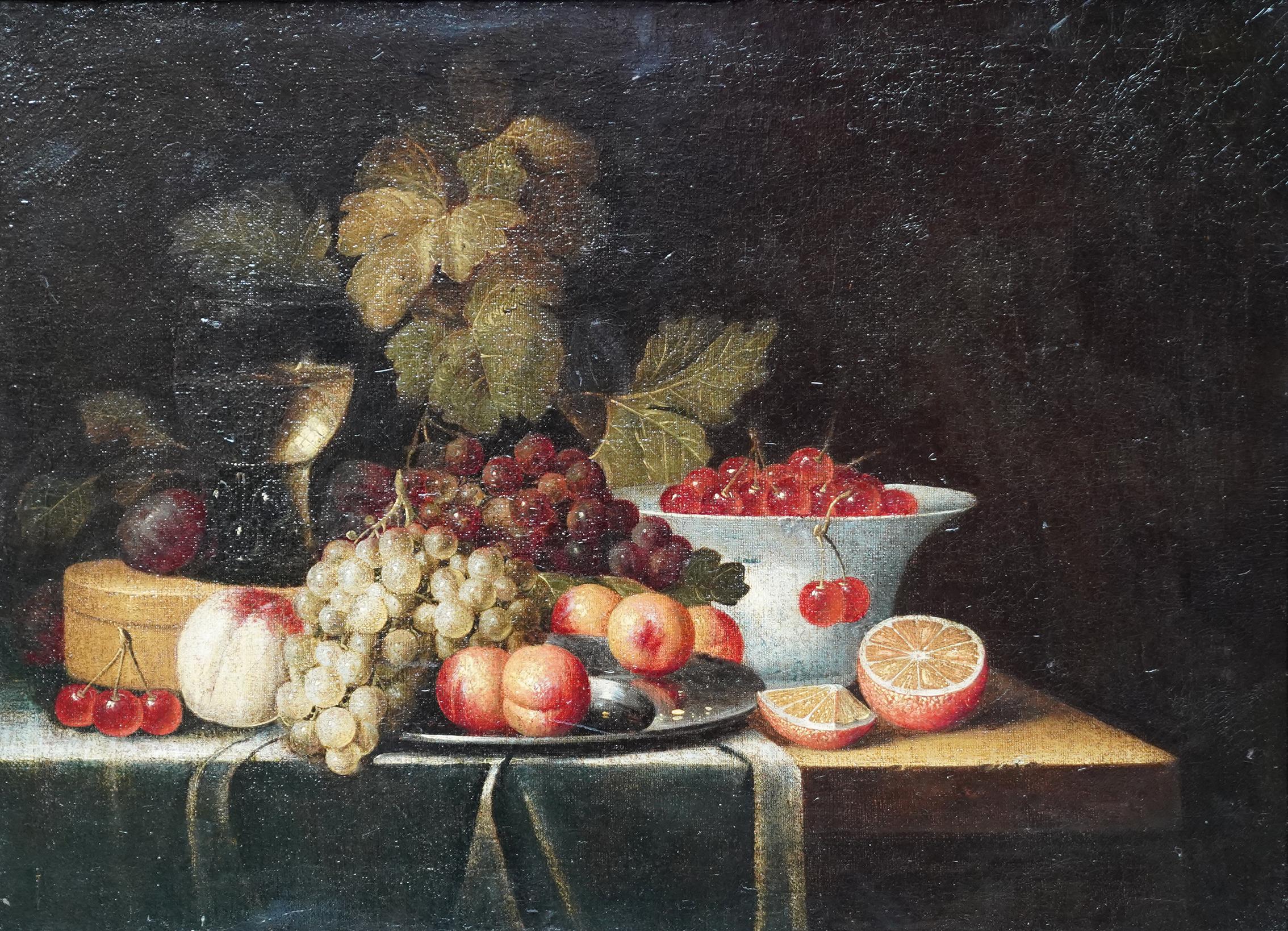 Stillleben mit Früchten – niederländische Kunst des 17. Jahrhunderts, Ölgemälde eines alten Meisters – Painting von Jan Davidsz De Heem