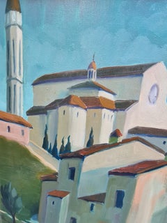 Coin d'Arezzo n° 2, Toscane, grande vue du milieu du siècle de la cathédrale et de la ville