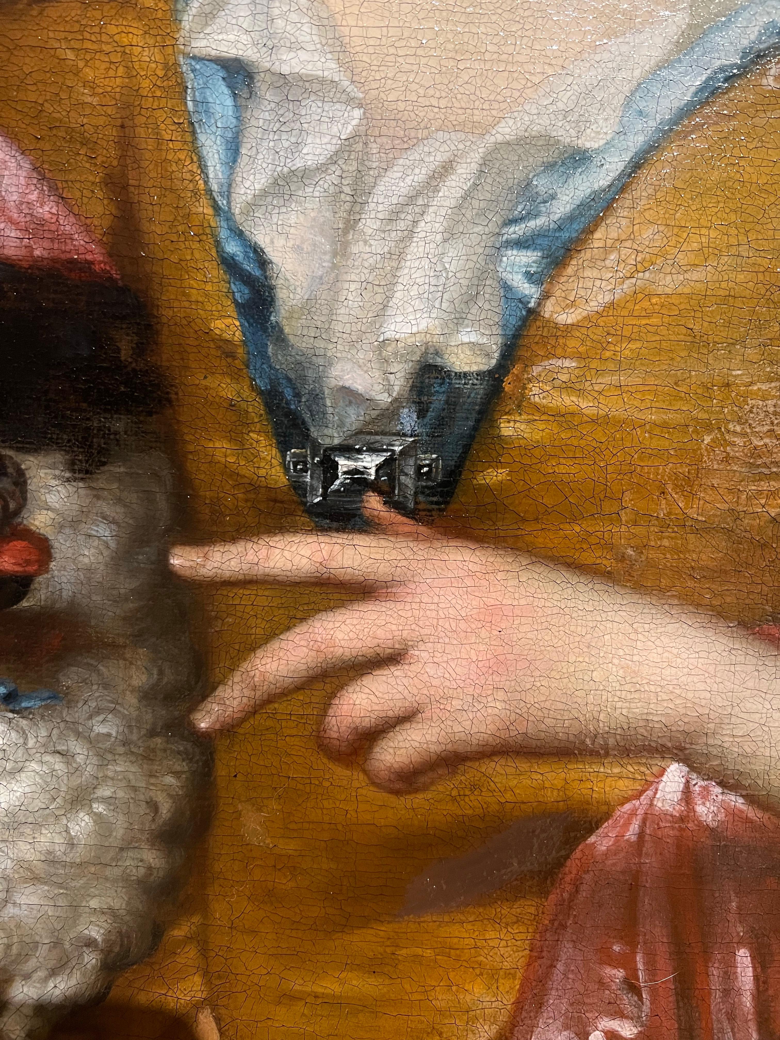 17th century Dutch Old Master Portrait Painting of a girl with a dog 9