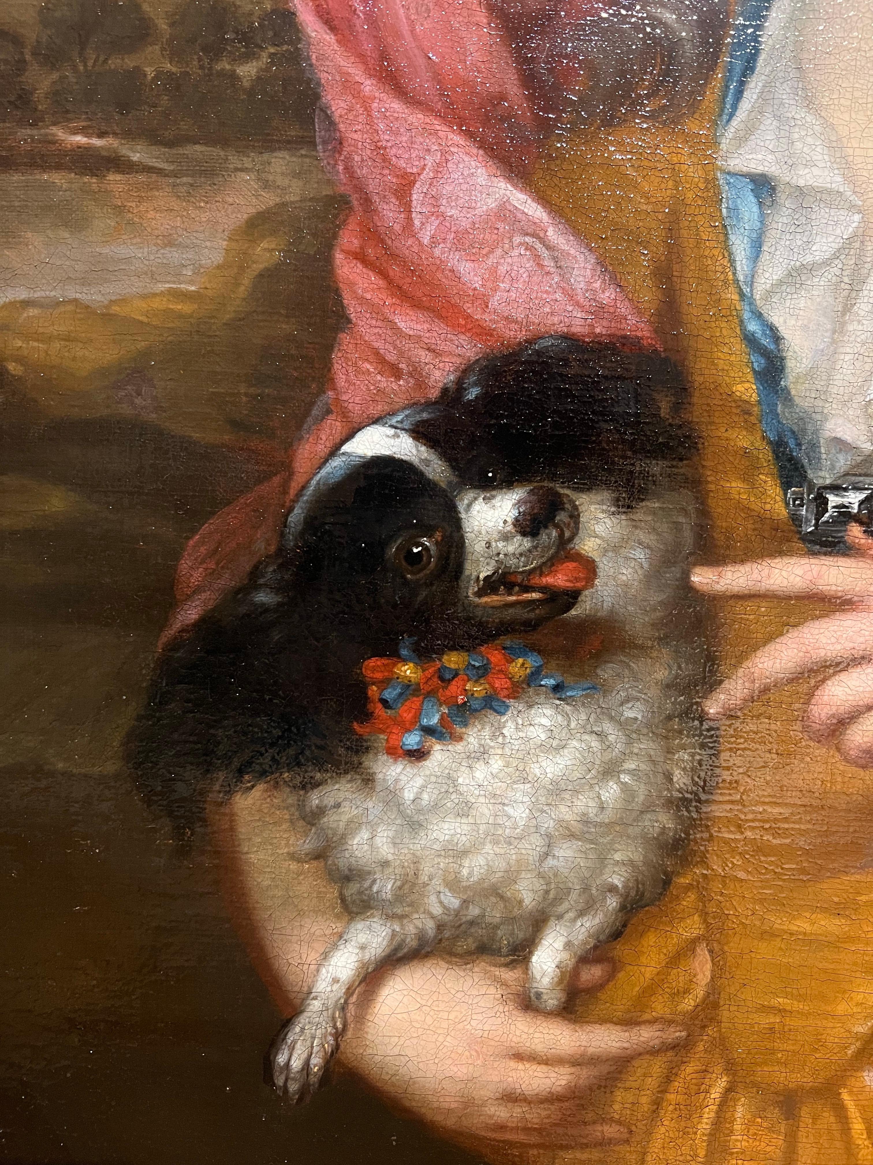 17th century Dutch Old Master Portrait Painting of a girl with a dog 10