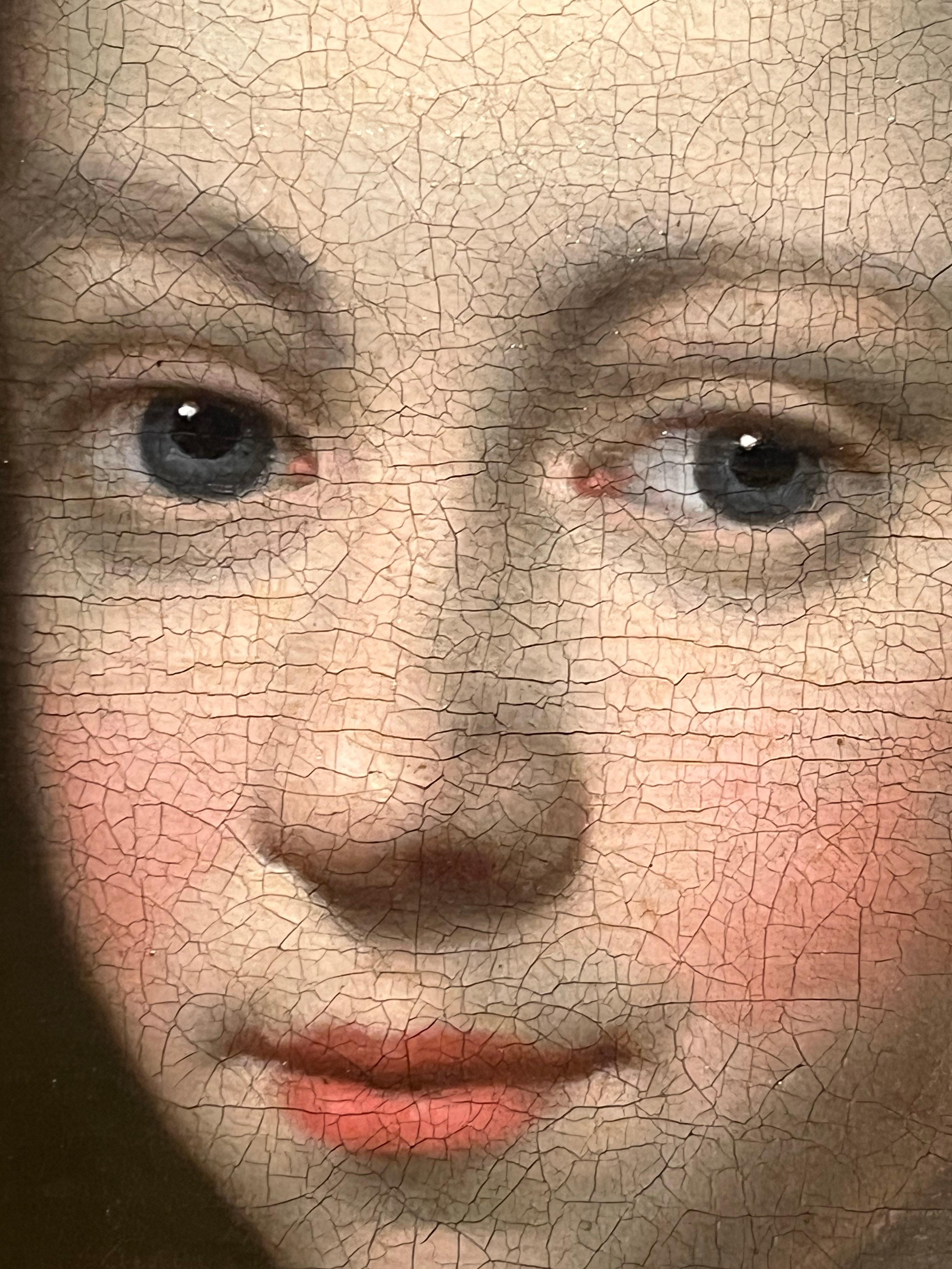 17th century Dutch Old Master Portrait Painting of a girl with a dog 3