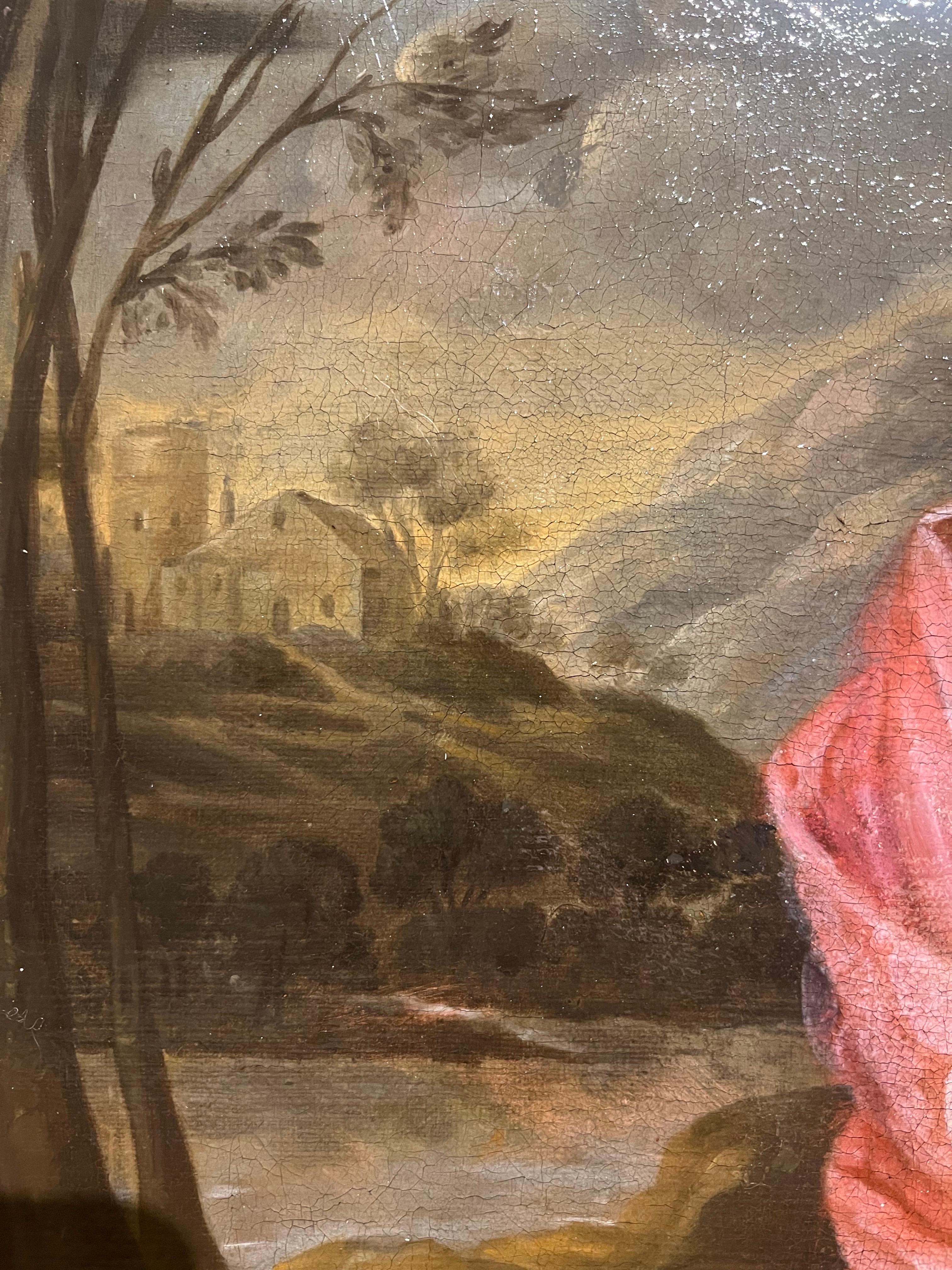 17th century Dutch Old Master Portrait Painting of a girl with a dog 7