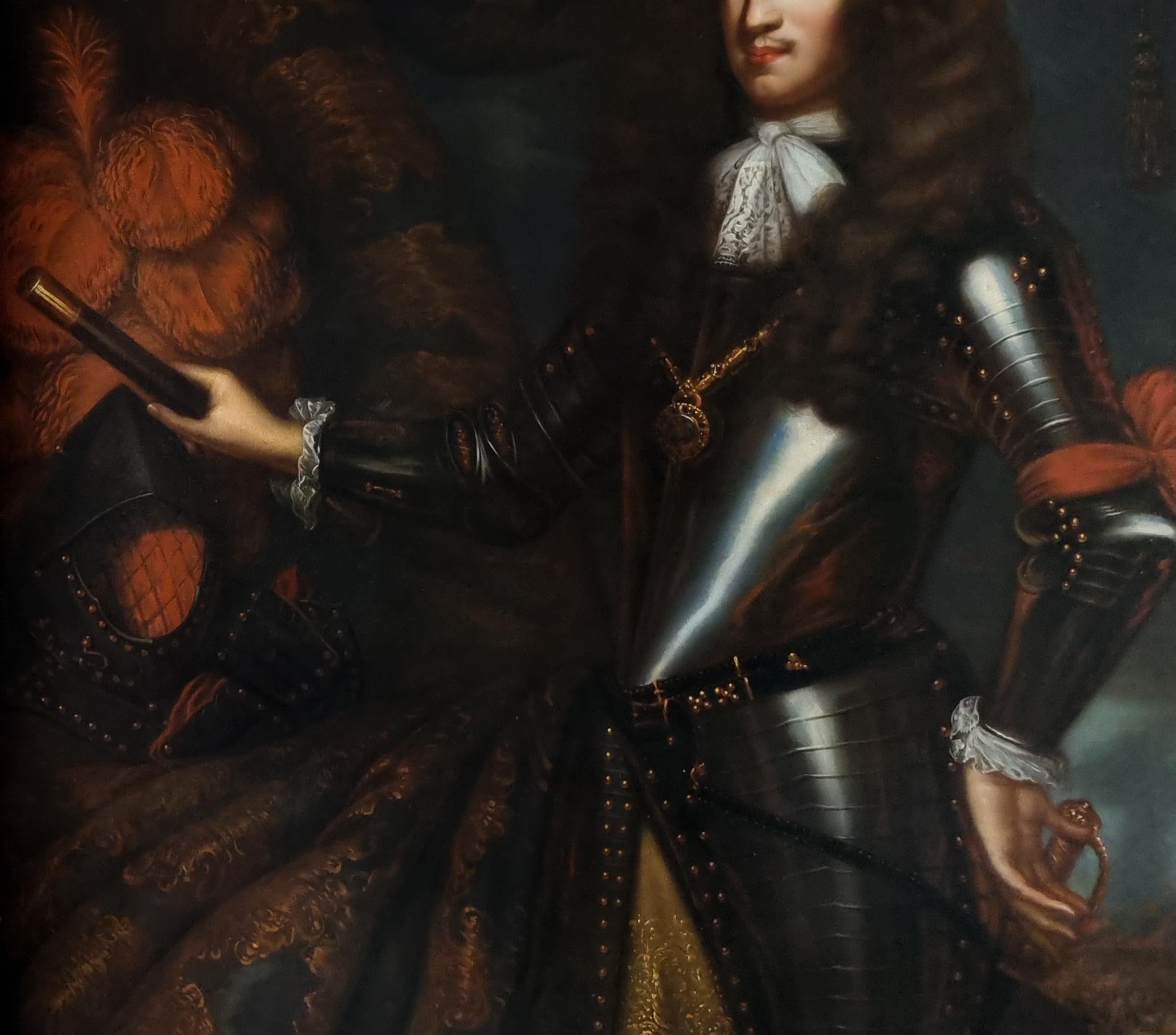 Portrait of King William III in Armour, a Battle in the Distance, oil on canvas 4
