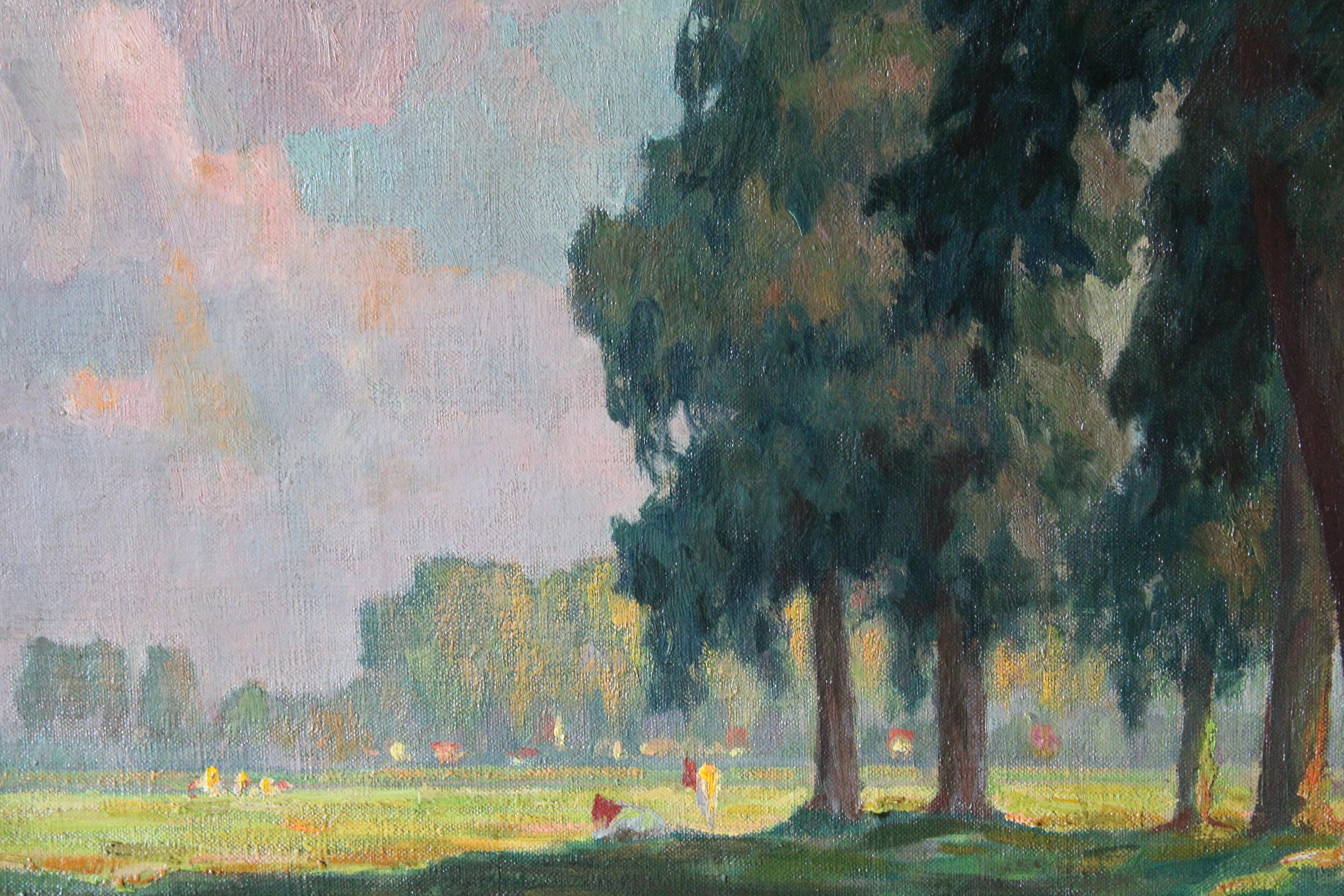 Vintage Belgien Landschaft Ölgemälde, Mitte des Jahrhunderts impressionistischen Ölgemälde – Painting von Jan de Buck