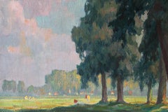 Vintage Belgium Landscape oil painting, mid-century impressionist oil painting