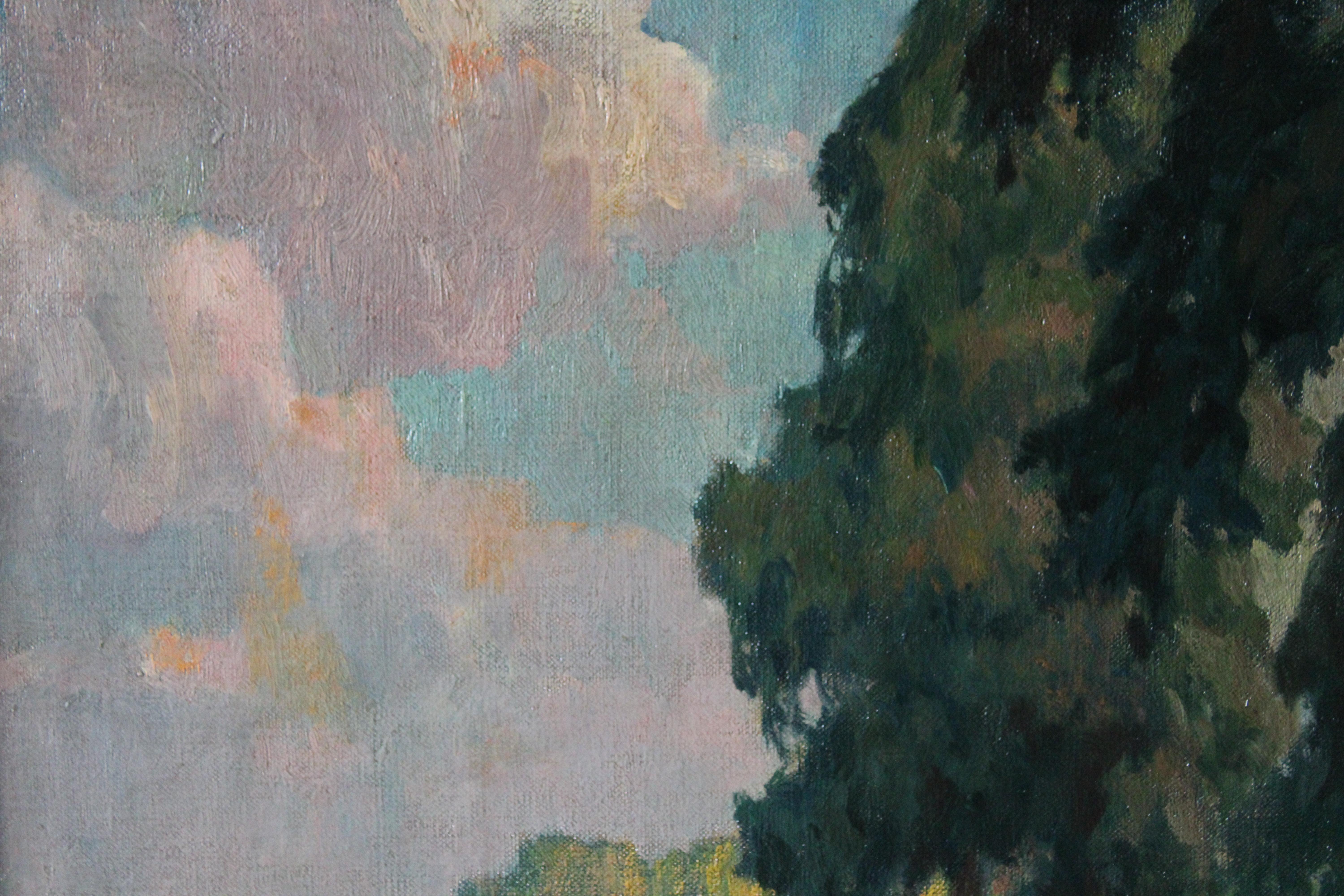 Vintage Belgien Landschaft Ölgemälde, Mitte des Jahrhunderts impressionistischen Ölgemälde 1