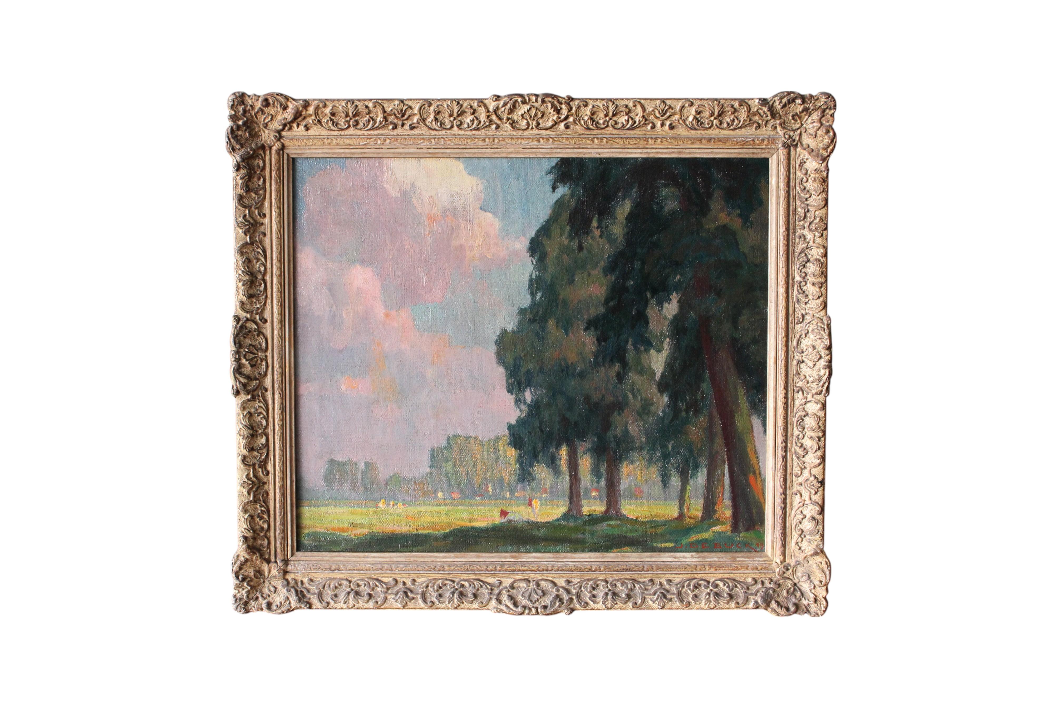 Vintage Belgien Landschaft Ölgemälde, Mitte des Jahrhunderts impressionistischen Ölgemälde