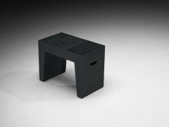 Jan de Jong Rare Custom Stool in Dark Green Lacquered Wood