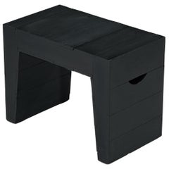 Jan de Jong Rare Custom Stool in Dark Green Lacquered Wood