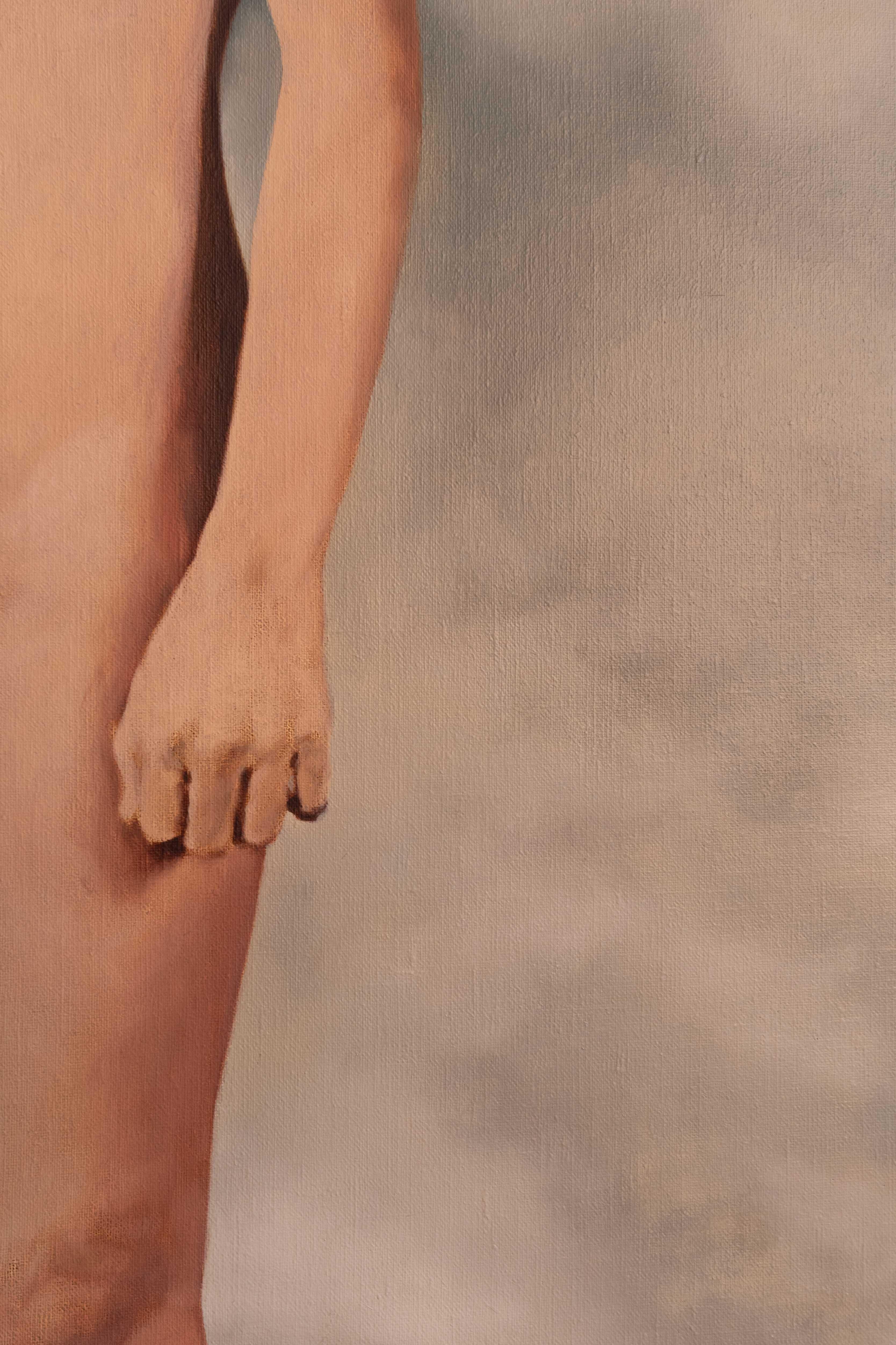 2020 - Oil on canvas portrait painting of a naked girl standing For Sale 1