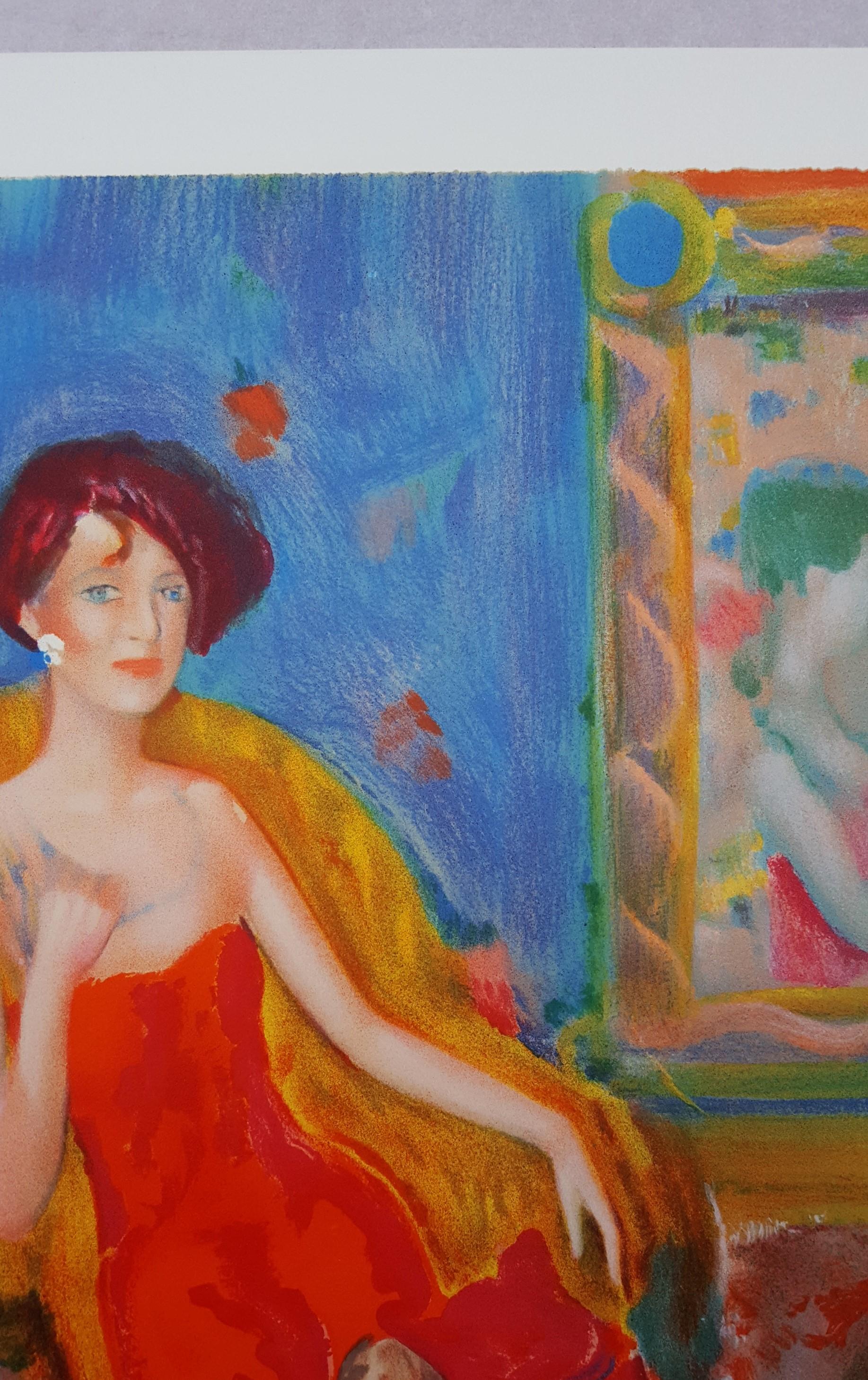 Un Soir a Paris /// Contemporary French Figurative Lady Woman Colorful Modern  im Angebot 2