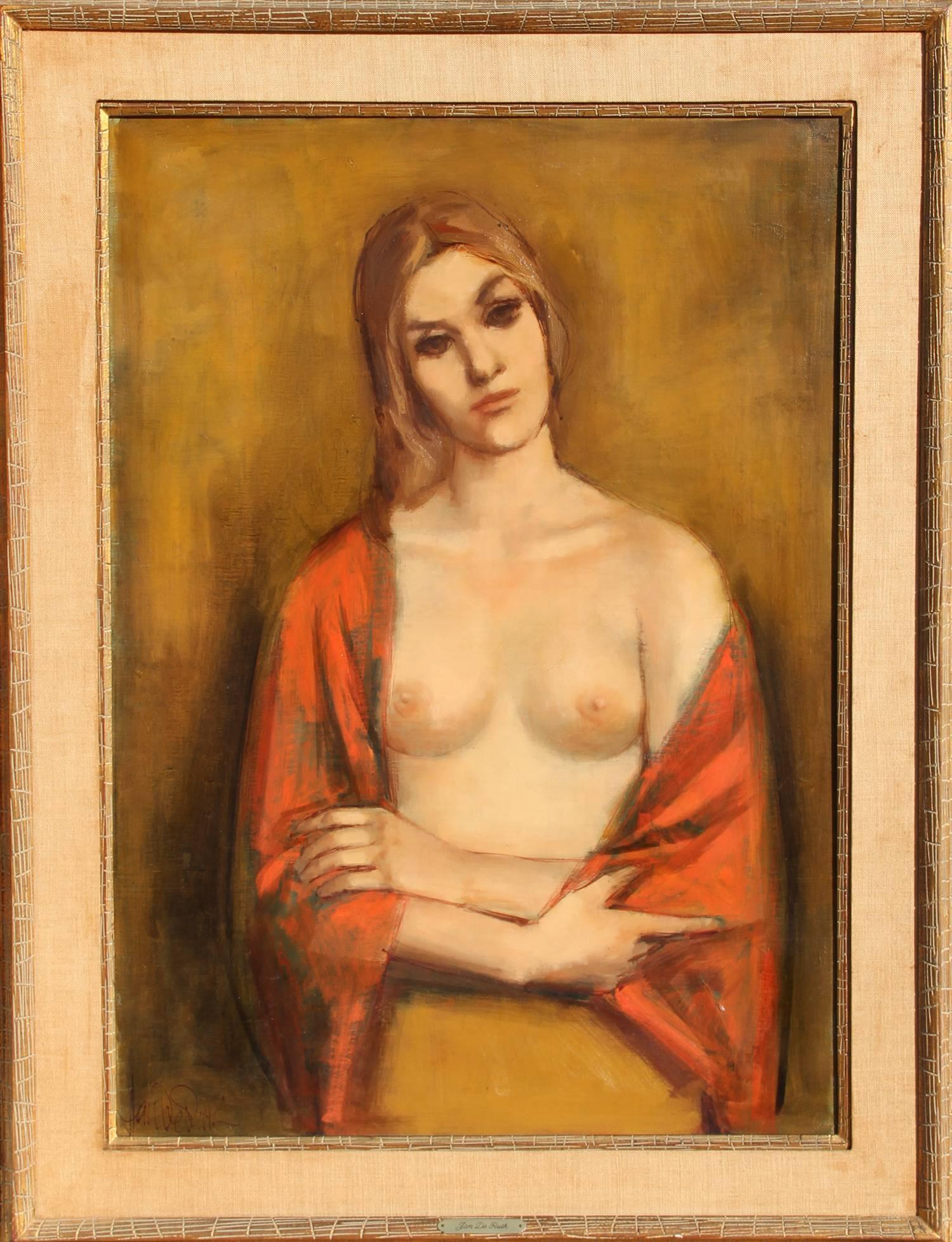 Künstler: Jan De Ruth, Tschechisch (1922 - 1991)
Titel: Gekreuzte Arme (Porträt einer Blondine)
Jahr: ca. 1964
Medium: Öl auf Leinwand
Größe: 35 Zoll x 25 Zoll (88,9 cm x 63,5 cm)
Rahmengröße: 44 x 33 Zoll