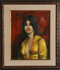 Sandra in Yellow Blouse, Oil Portrait Painting by Jan de Ruth