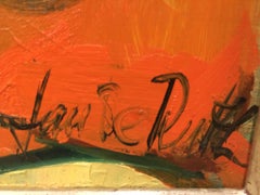 Nu assis avec couverture orange, peinture à l'huile moderne de Jan de Ruth