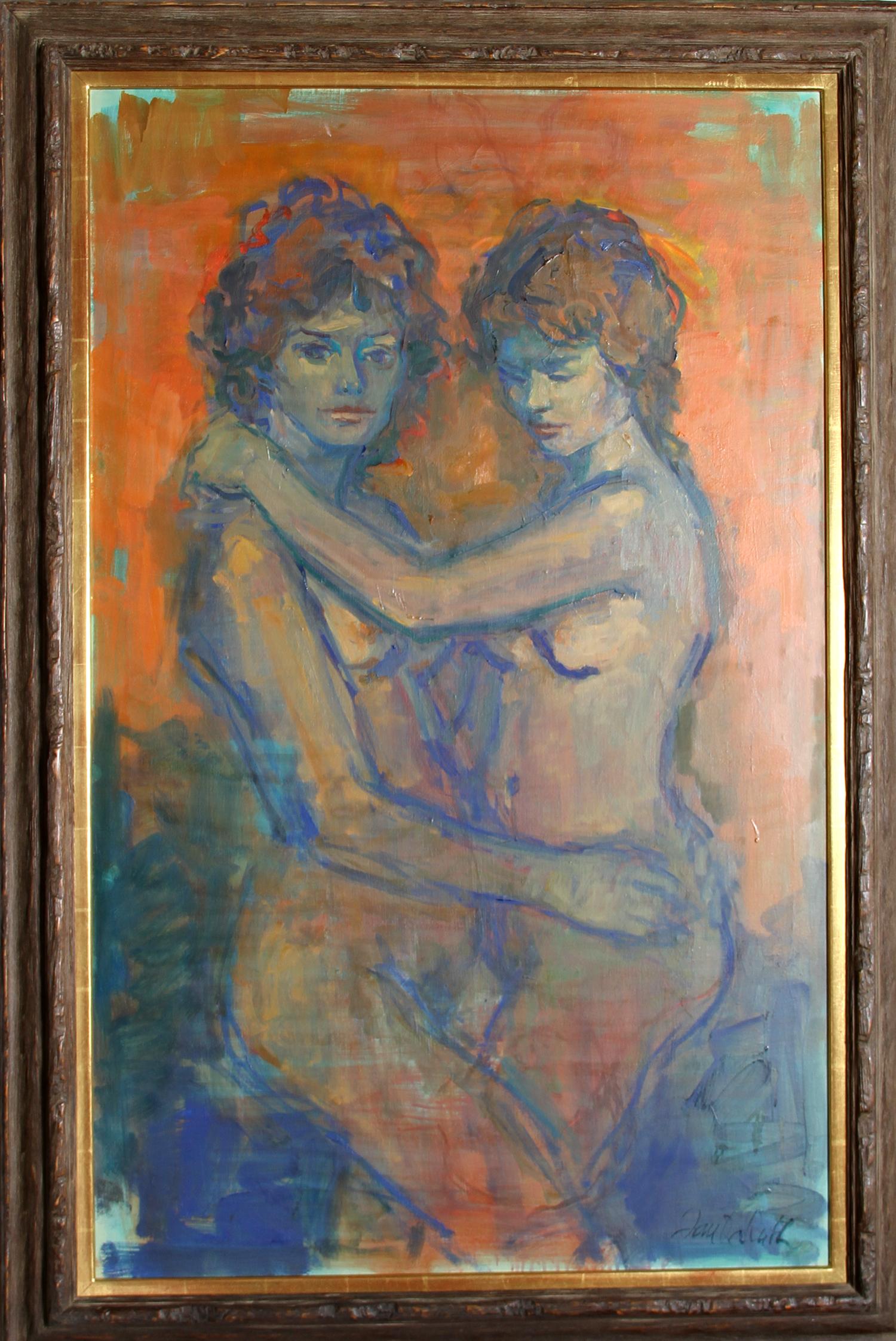 Nude Painting Jan De Ruth - Sisters of Rind, peinture à l'huile sur toile de Jan de Ruth