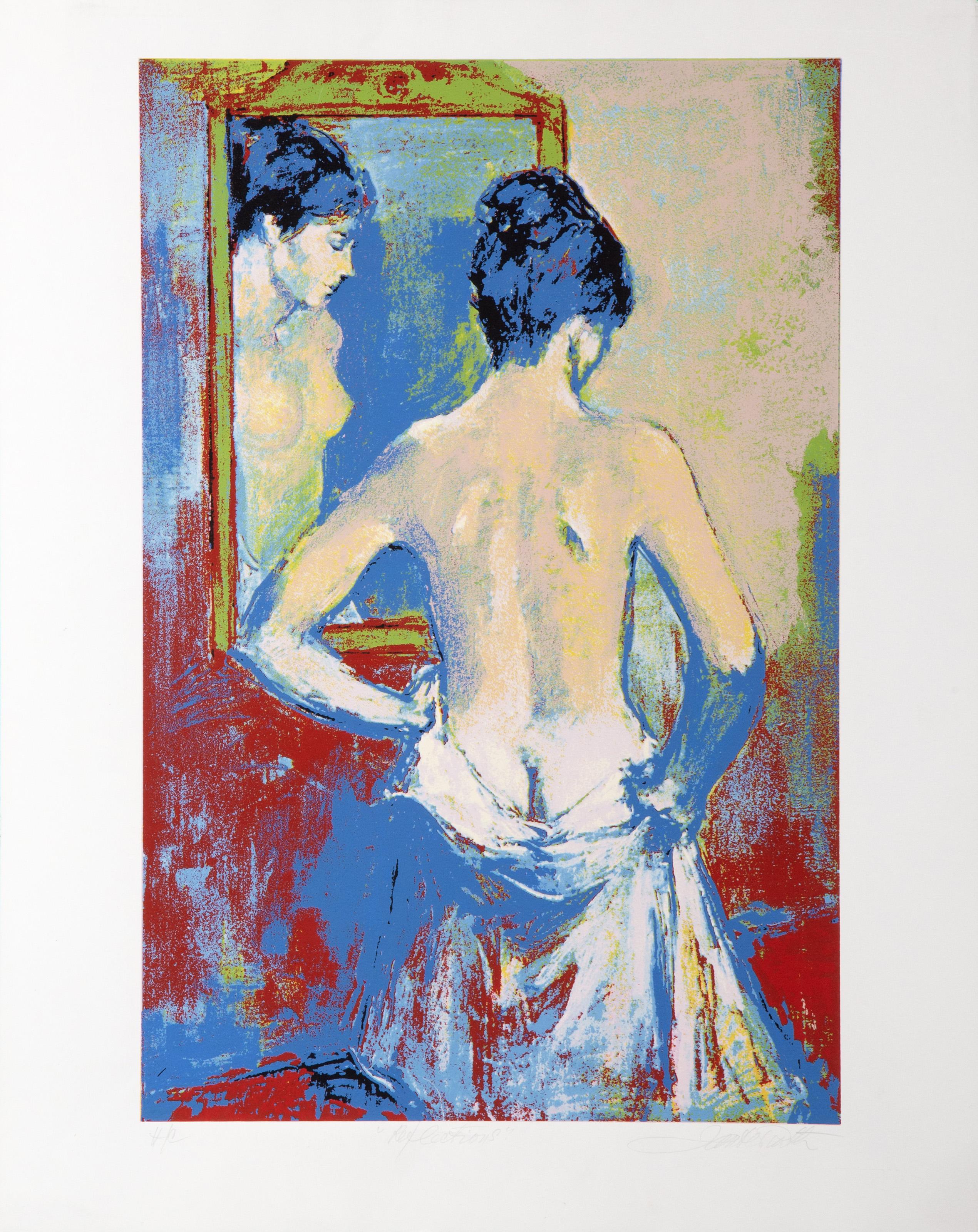 Jan De Ruth Nude Print - Reflections, Impressionist Screenprint by Jan de Ruth