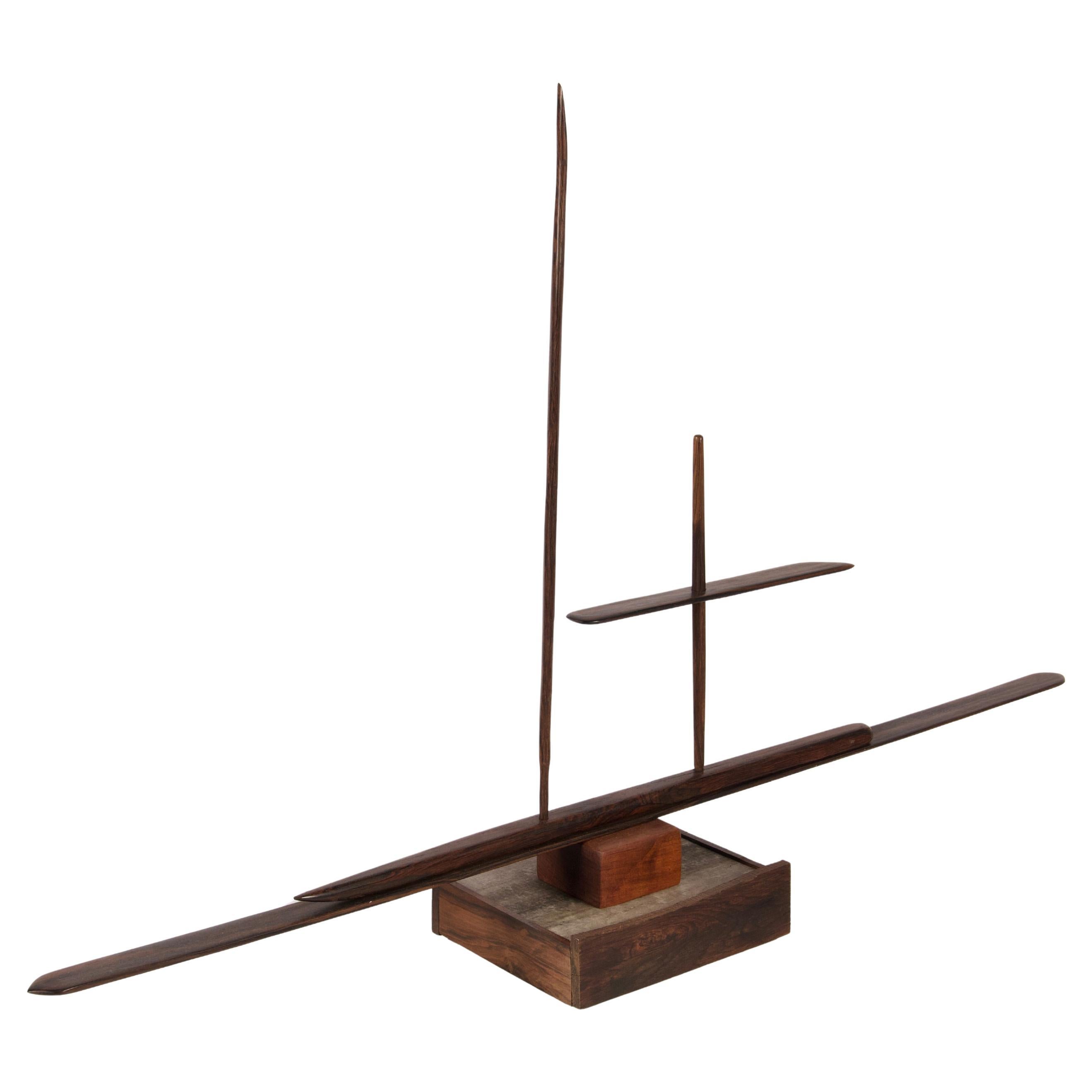 Modernist Jan De Swart Abstract Sculpture in Mixed Woods California Artist