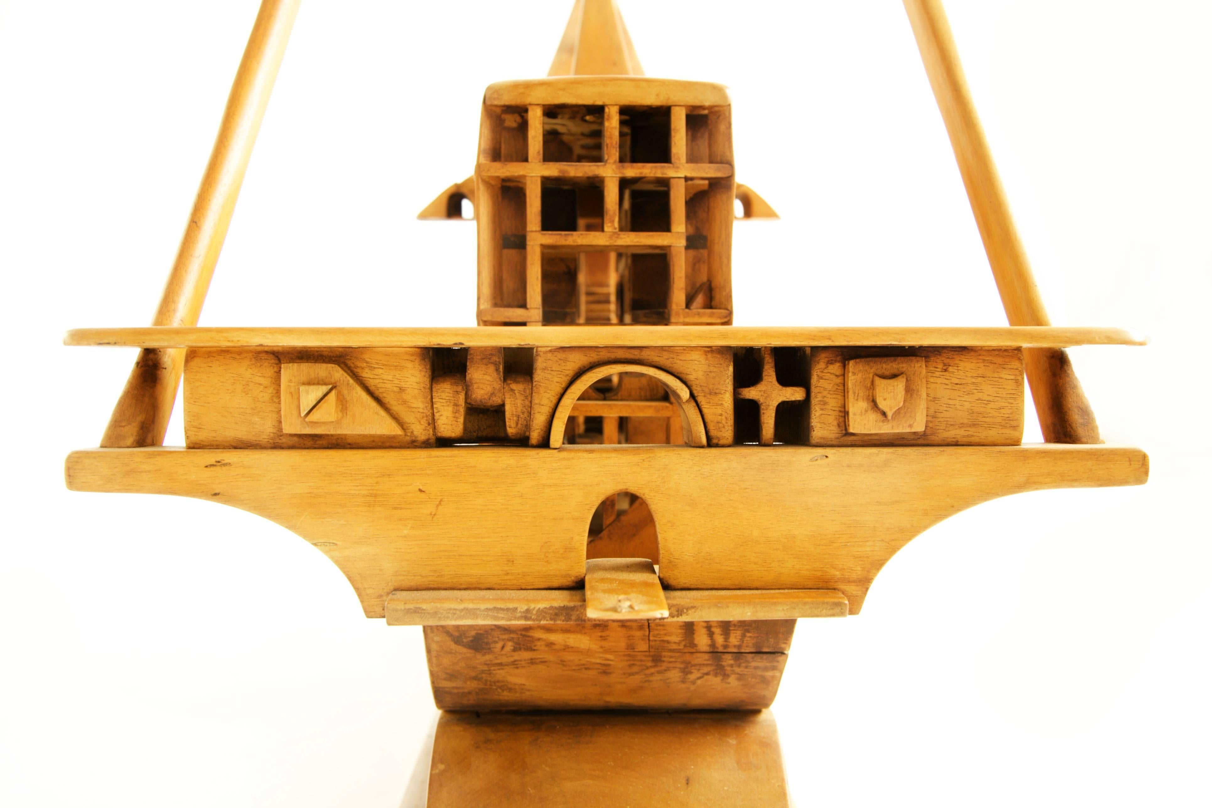 Wood Jan De Swart Monumental Sculptural Ship For Sale