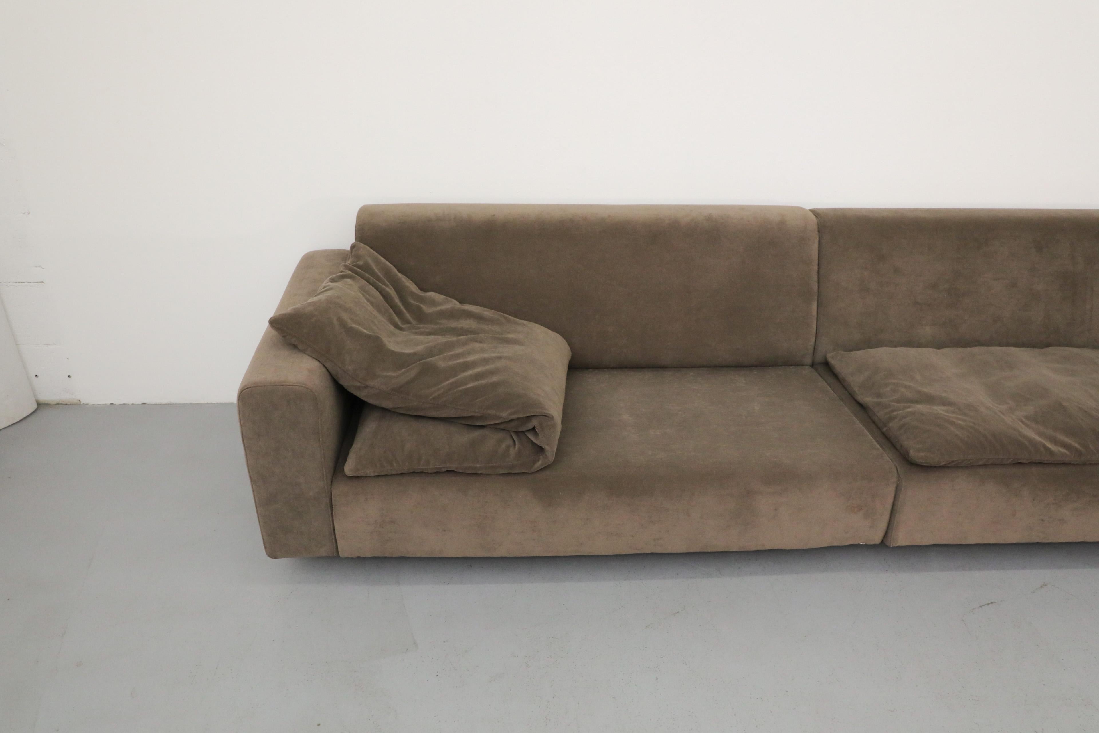 Jan Des Bouvrie (Attr) Langes zweiteiliges graues Chenille-Sofa aus grauem Chenille für Gelderland, 1980er Jahre 9