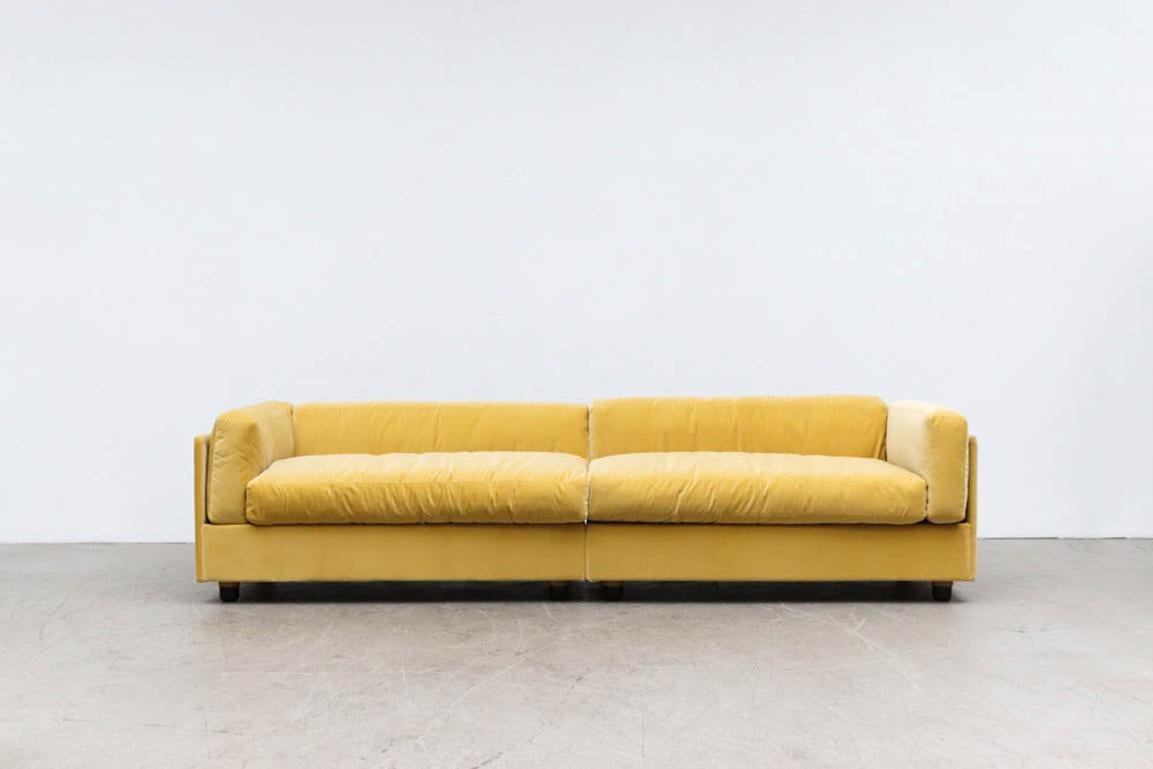 Jan des Bouvrie Custom Yellow Velvet Sectional Sofa 2