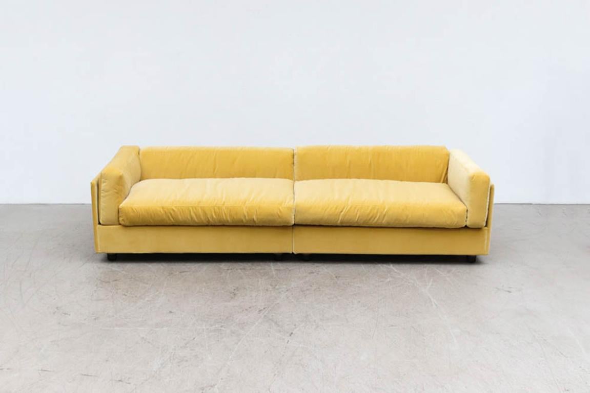 Jan des Bouvrie Custom Yellow Velvet Sectional Sofa 3