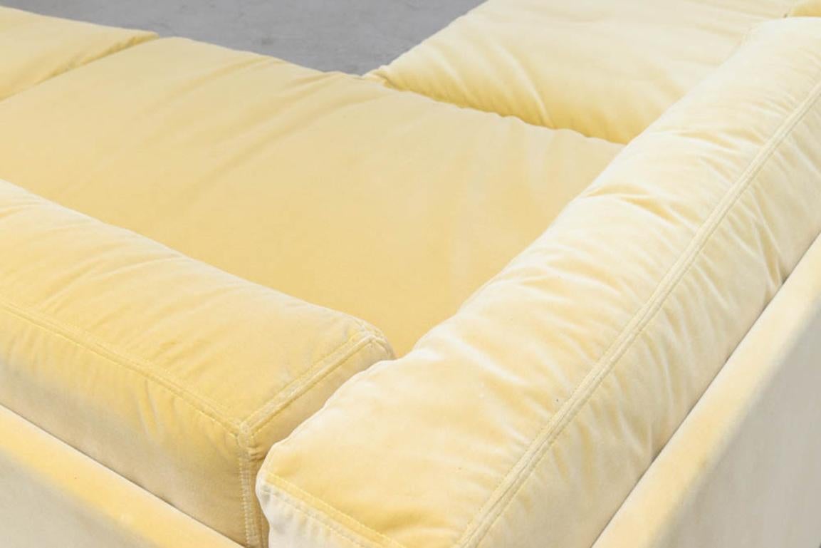 Jan des Bouvrie Custom Yellow Velvet Sectional Sofa 6
