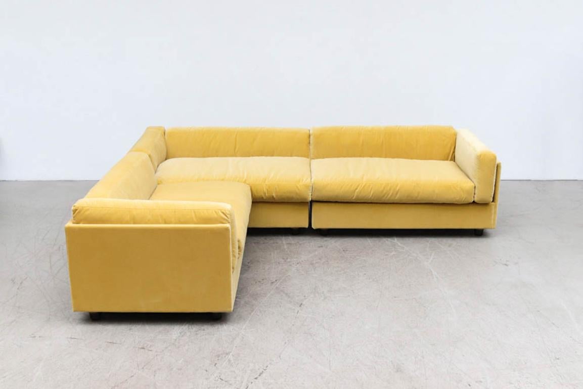 yellow velvet sectional couch