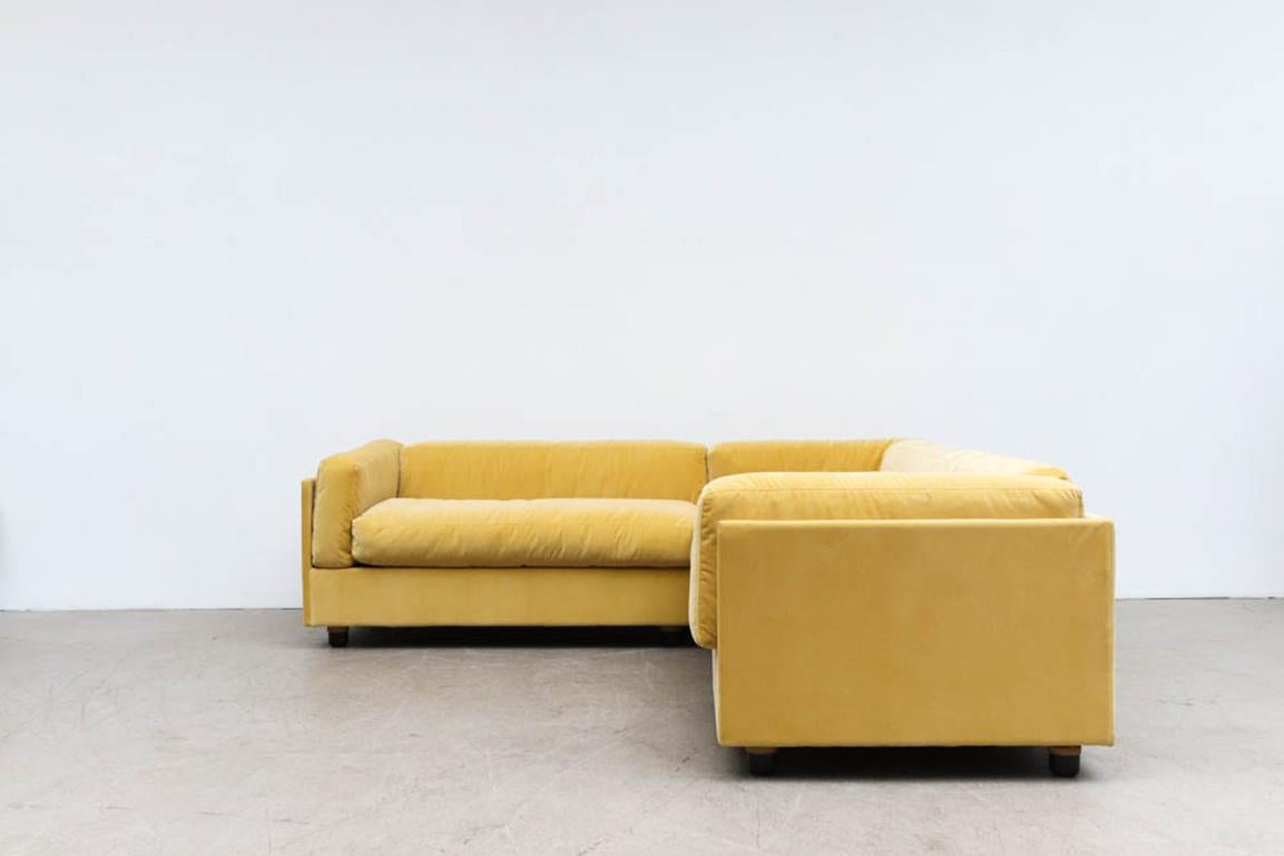 Dutch Jan des Bouvrie Custom Yellow Velvet Sectional Sofa