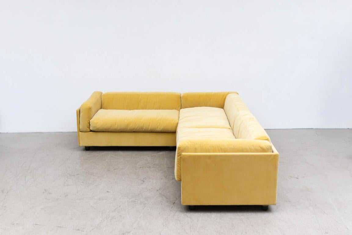 Jan des Bouvrie Custom Yellow Velvet Sectional Sofa In Good Condition In Los Angeles, CA