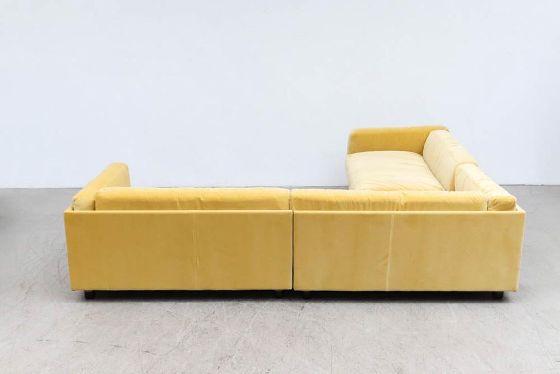 Late 20th Century Jan des Bouvrie Custom Yellow Velvet Sectional Sofa