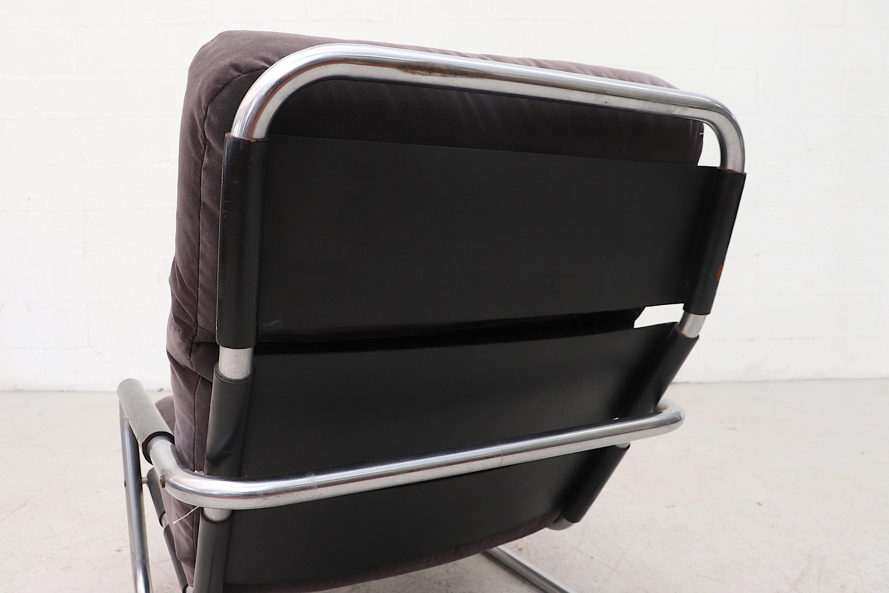 Jan des Bouvries Velvet Lounge Chair for Gelderland 3