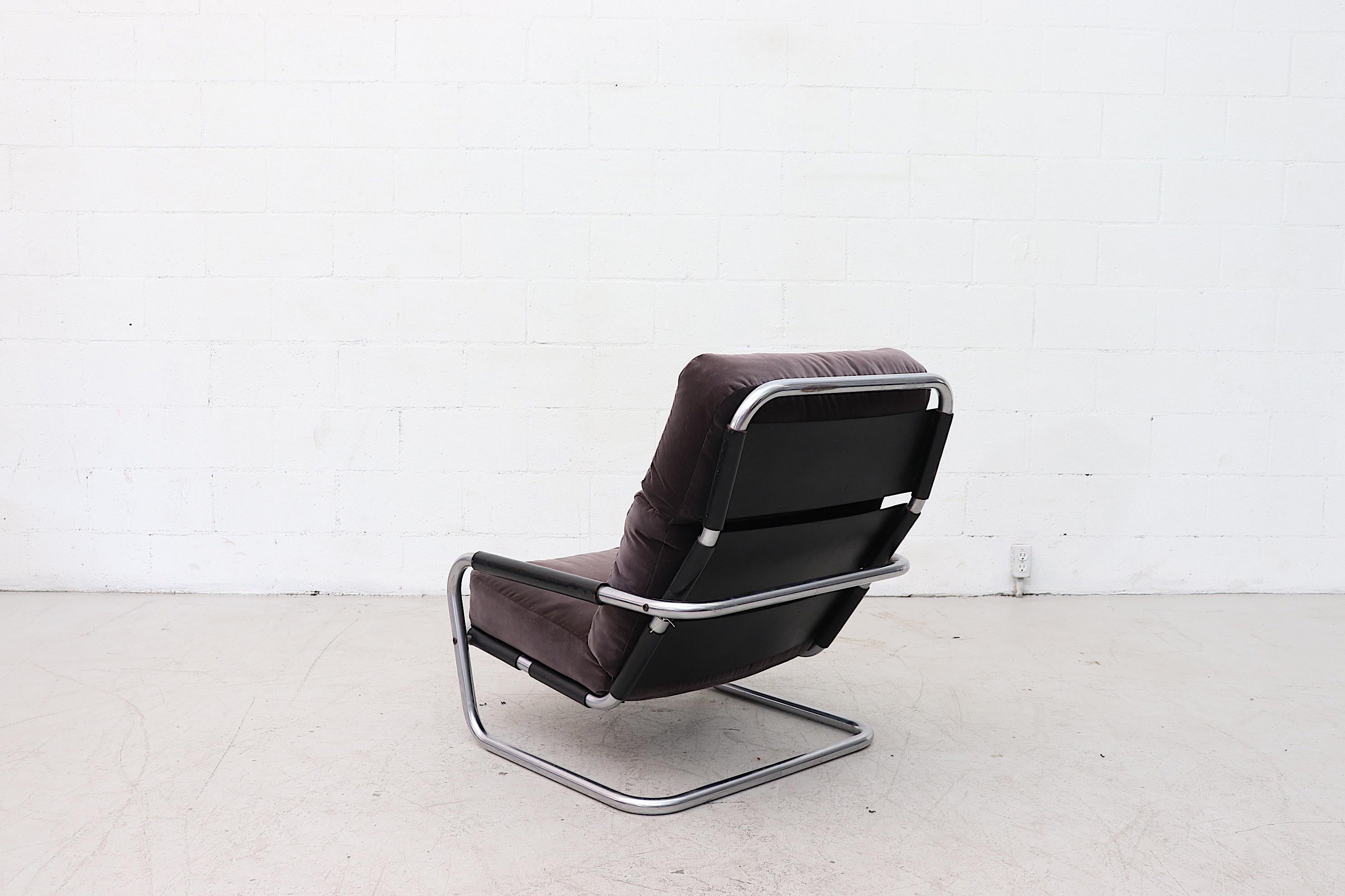 Dutch Jan des Bouvries Velvet Lounge Chair for Gelderland