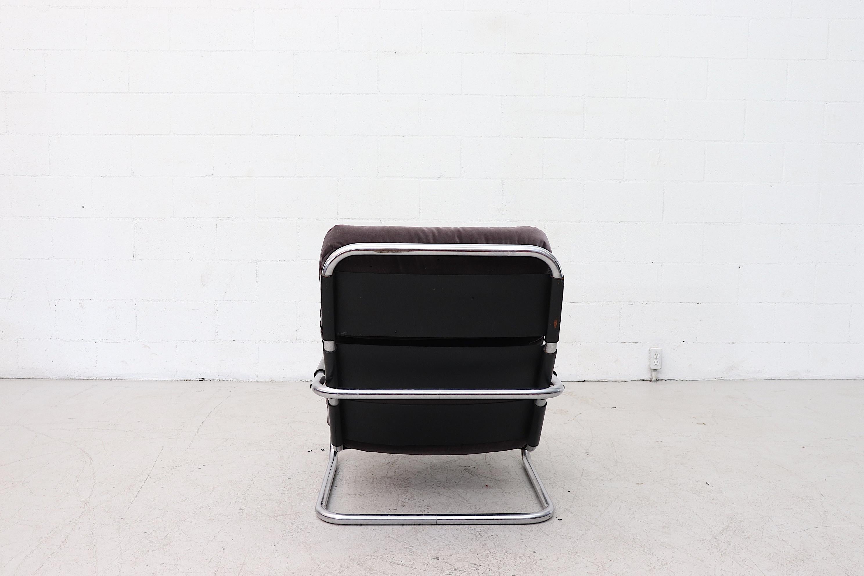 Jan des Bouvries Velvet Lounge Chair for Gelderland In Good Condition In Los Angeles, CA