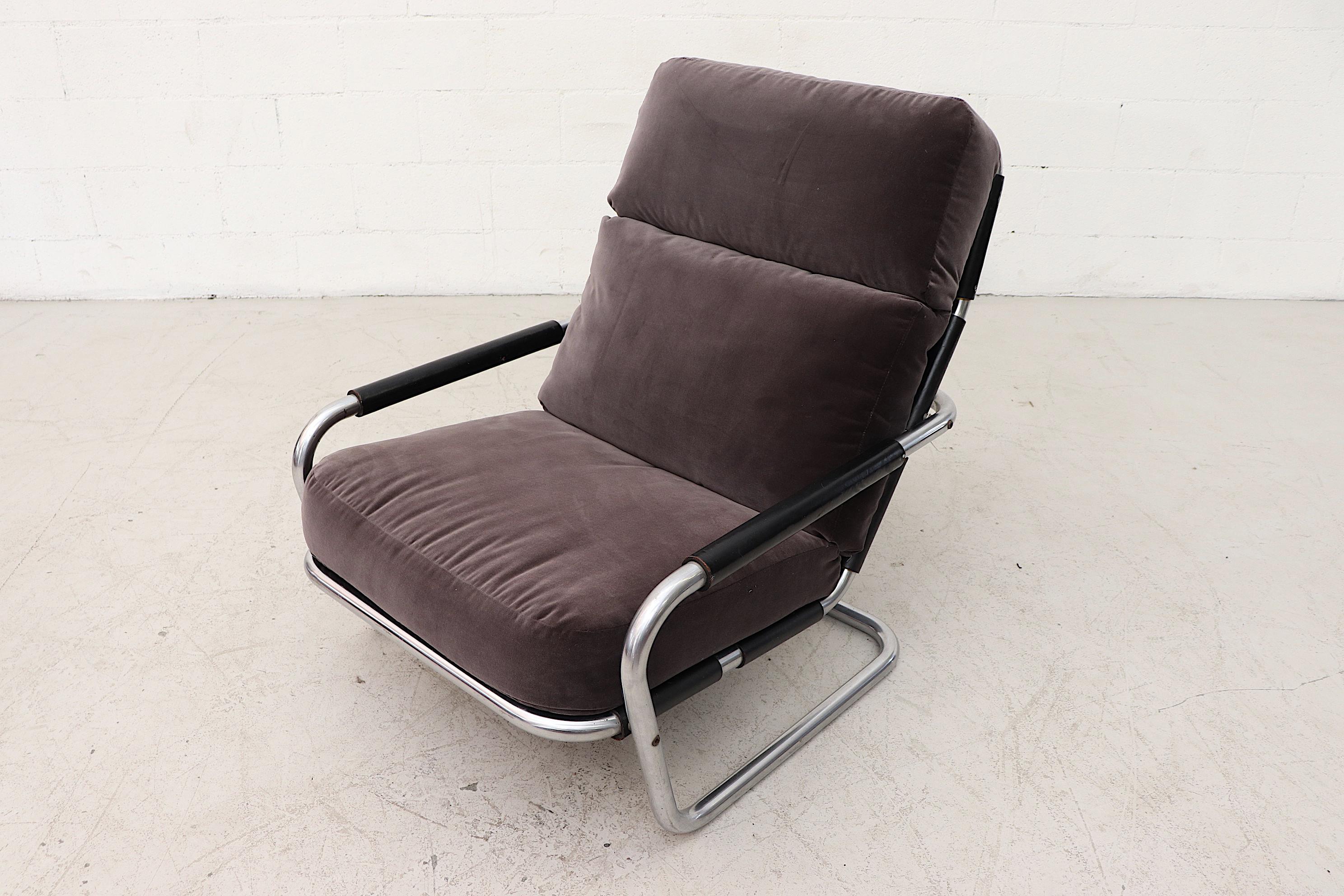 Late 20th Century Jan des Bouvries Velvet Lounge Chair for Gelderland