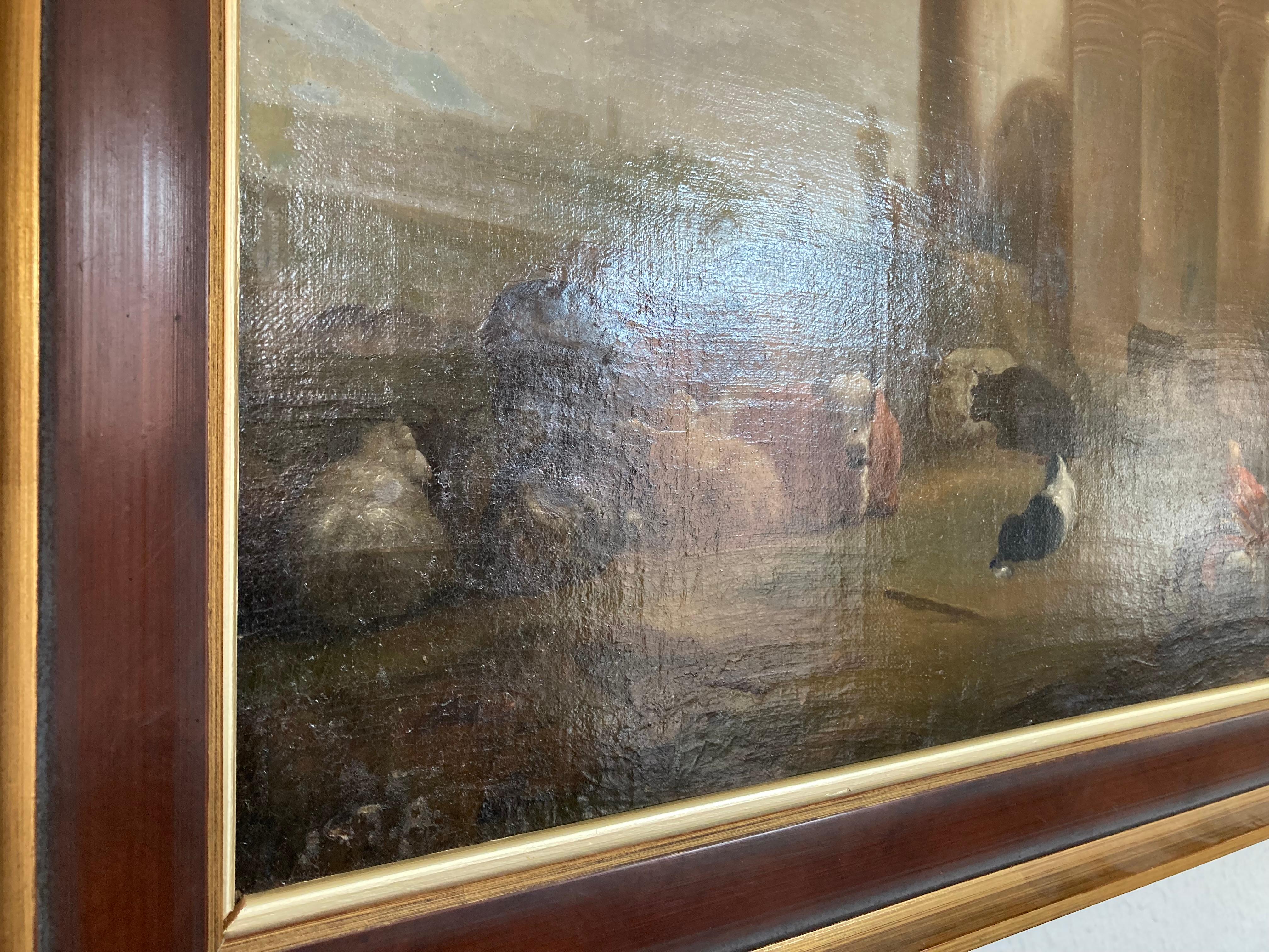 Paesaggio meridionale con mucche, cerchio di entrambi, Antico Maestro olandese del XVII secolo - Landscape Painting Grigio di Jan Dirksz Both