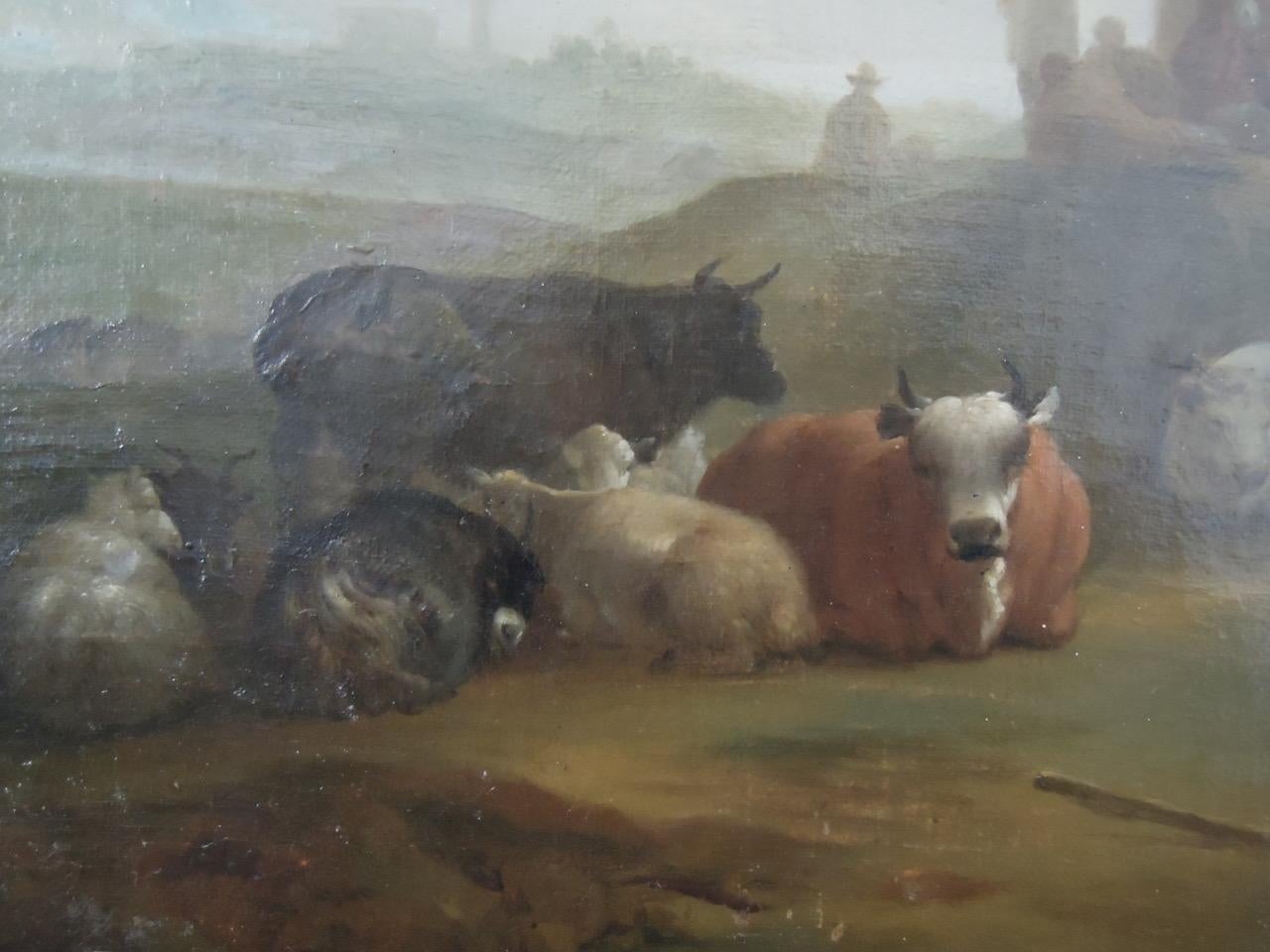 Paesaggio meridionale con mucche, cerchio di entrambi, Antico Maestro olandese del XVII secolo in vendita 1