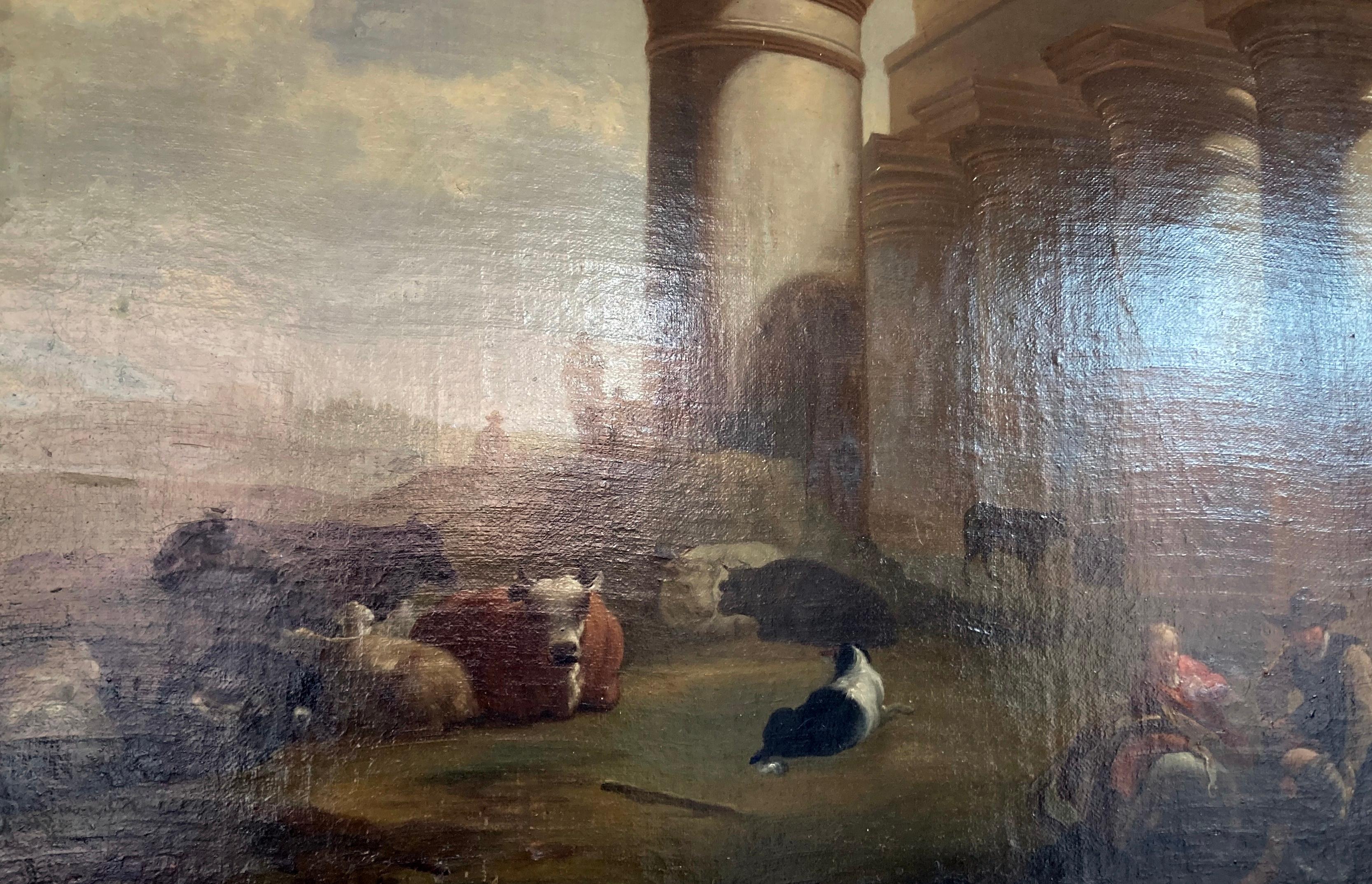 Southern Landscape with Cows, circle of Both, Dutch 17th Century Old Master - Painting by Jan Dirksz Both